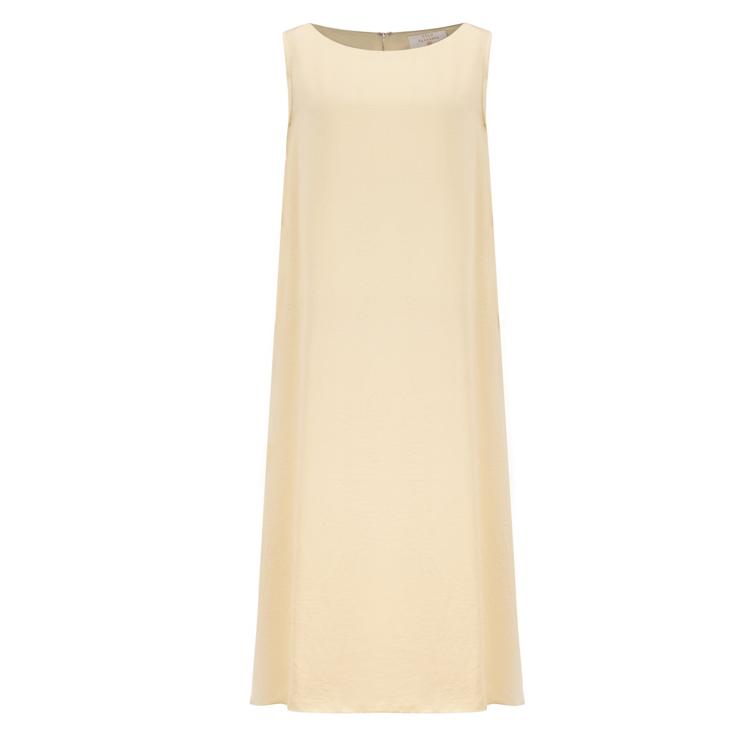 Azzalia Women's Sleeveless Long Dress In Textured Silk Crepe In White Asparagus Color In White