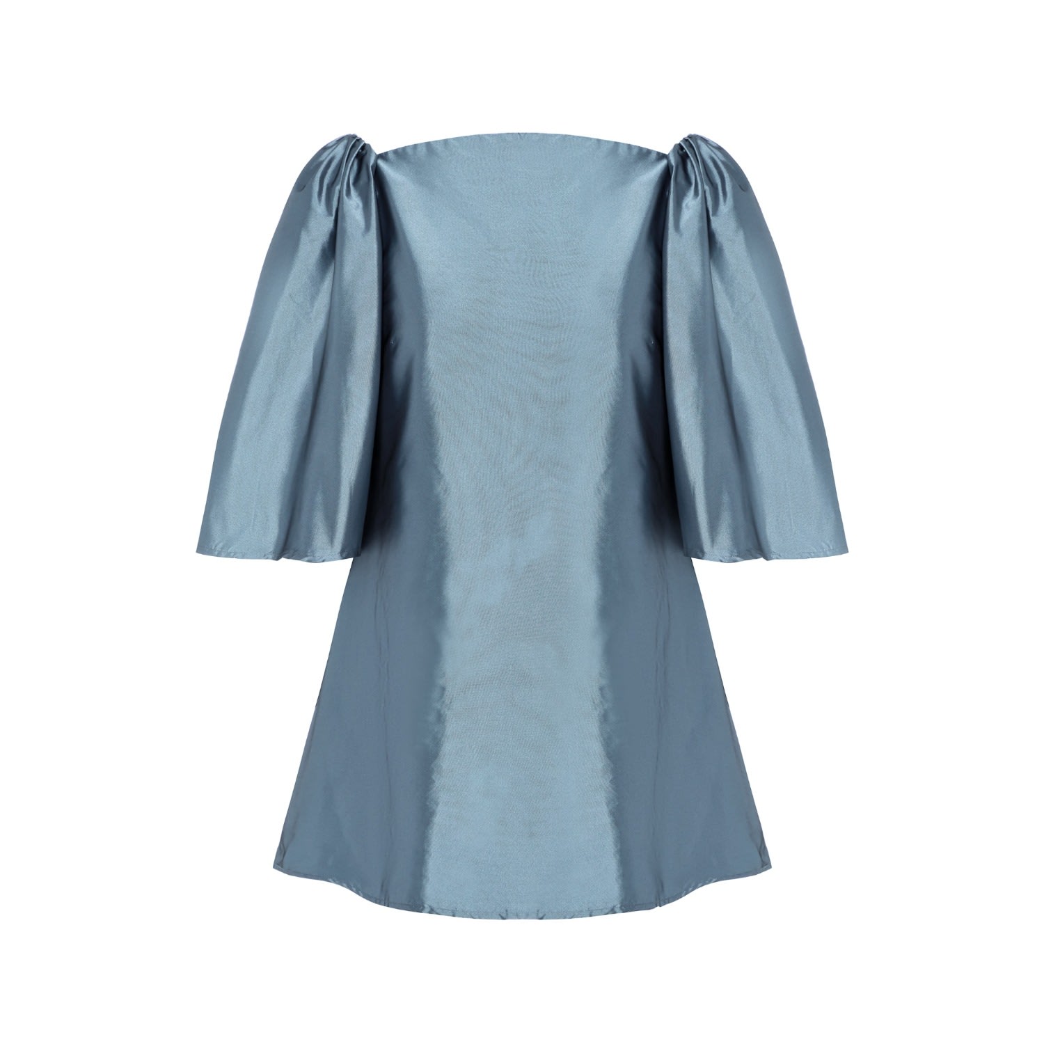 Women’s Blue / Grey / Silver Delphine Metallic Taffeta Mini Dress - Storm Grey Small Blue Nude