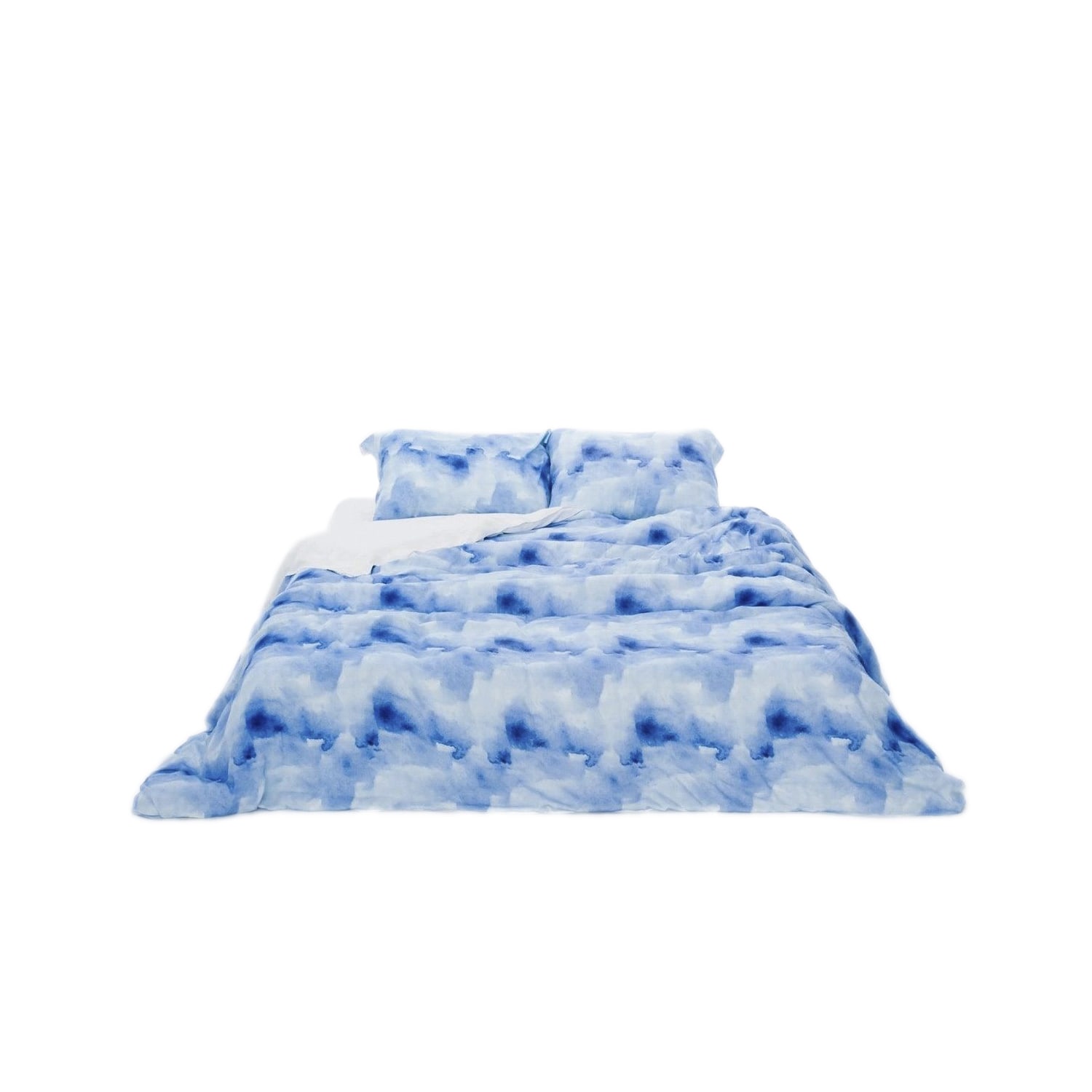 Blue / White Watercolor Print Duvet Set Us Twin Notlabeled