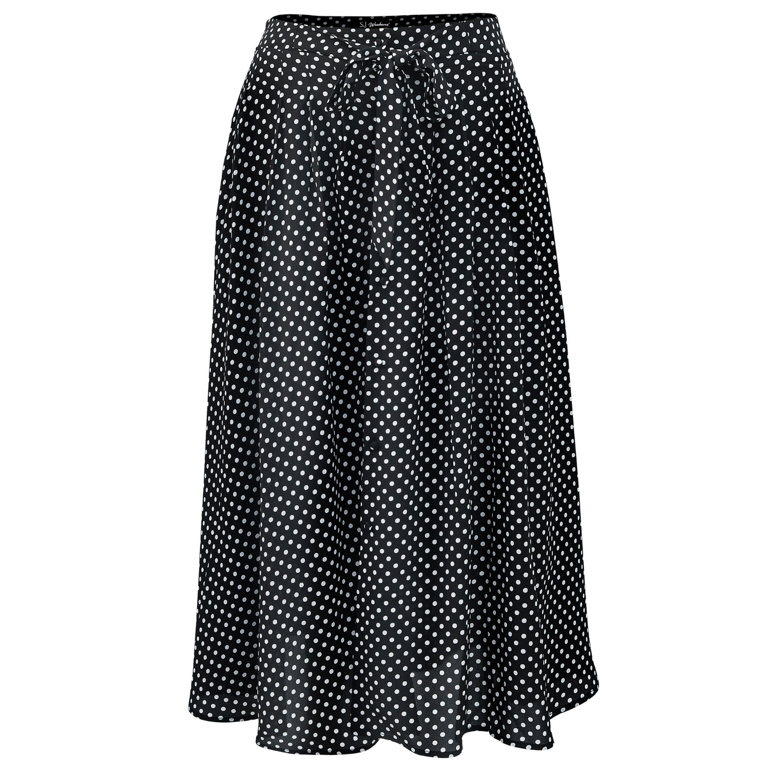 Smart And Joy Women's Flared Dot Print Skirt - Black In Black
