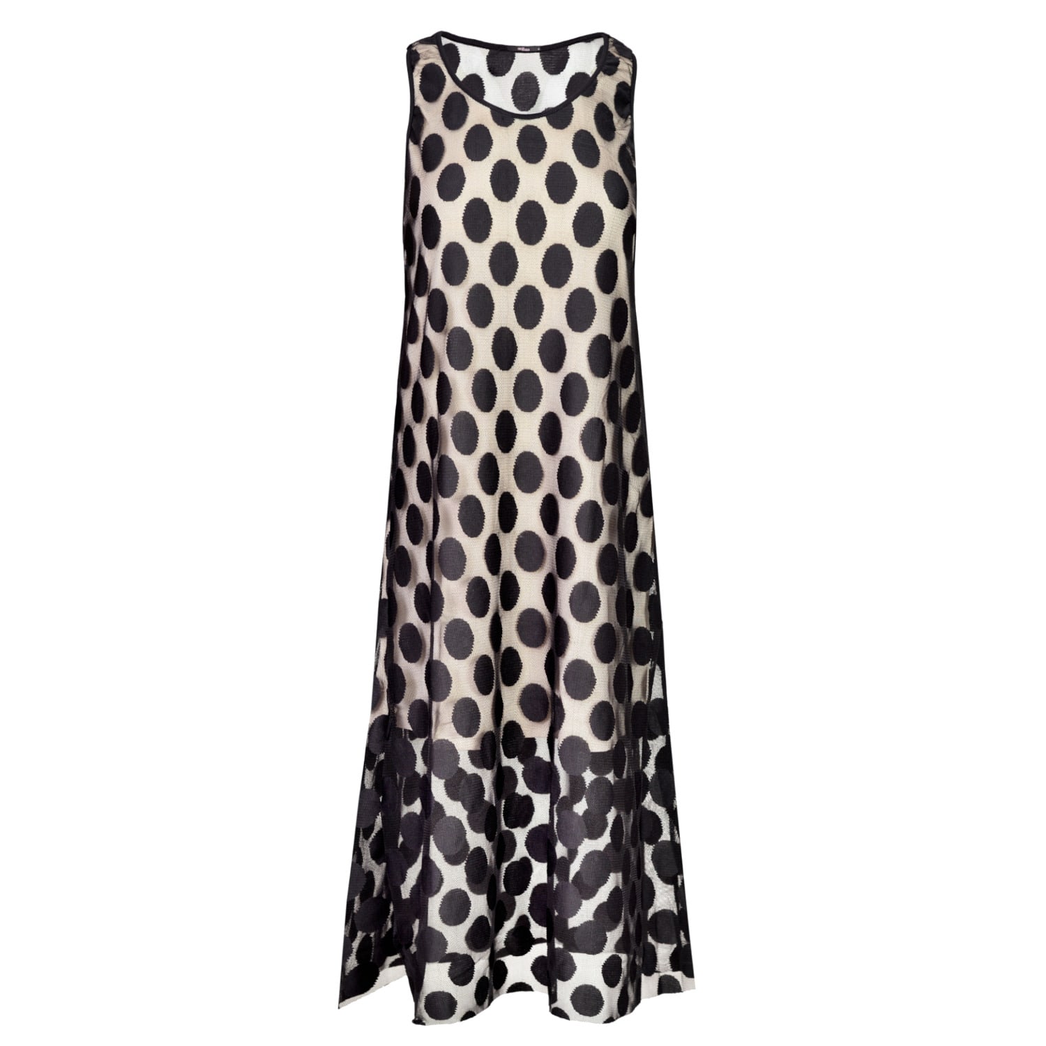 Women's Black / Neutrals Midi Transculent Polka Dot Dress | Small | Oh!Zuza Night&Day