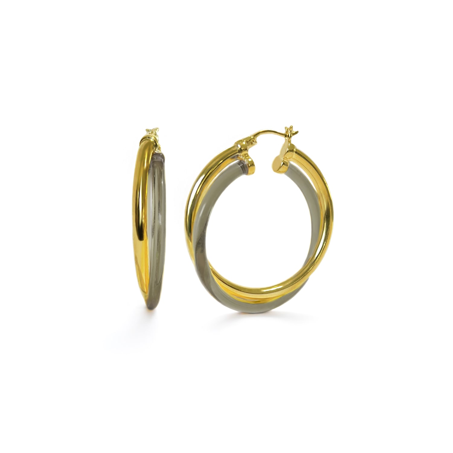 Gold & Honey Women's Black / Gold Crossover Hoops In Blackberry