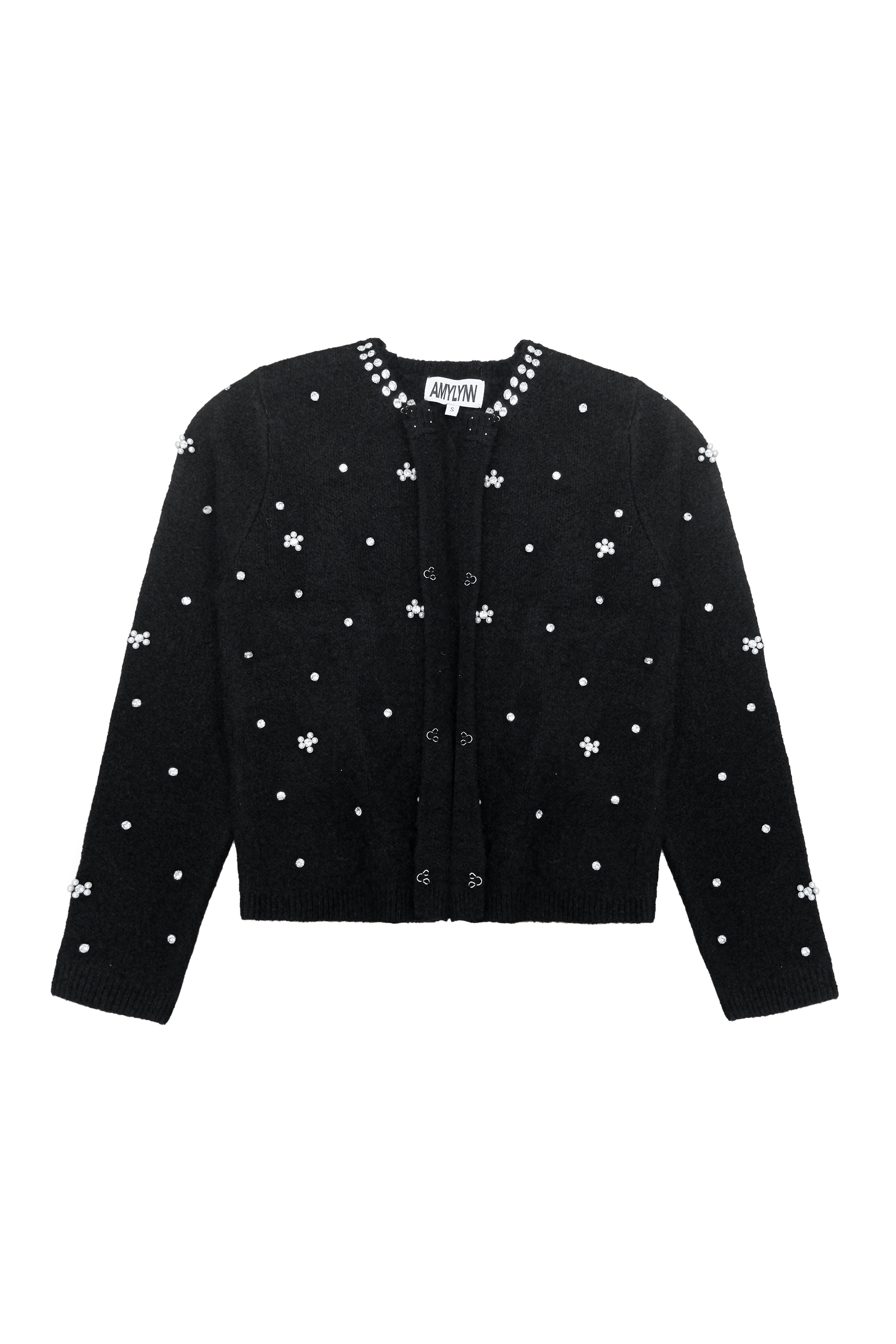 Amy Lynn Women's Luna Black Embellished Knitted Cardigan In Black