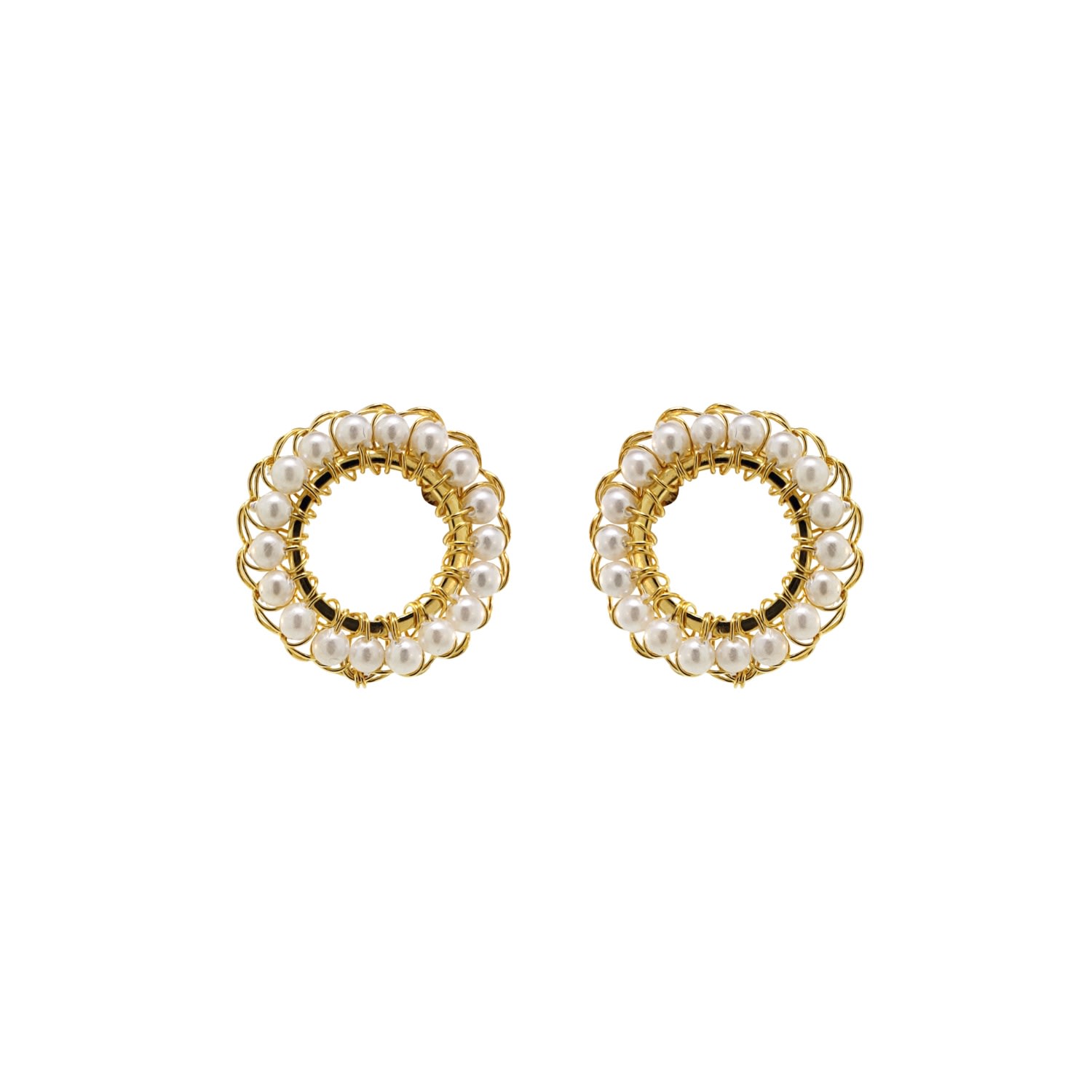Lavish By Tricia Milaneze Women's Gold / White Pearl & Gold Molly Handmade Crochet Earrings