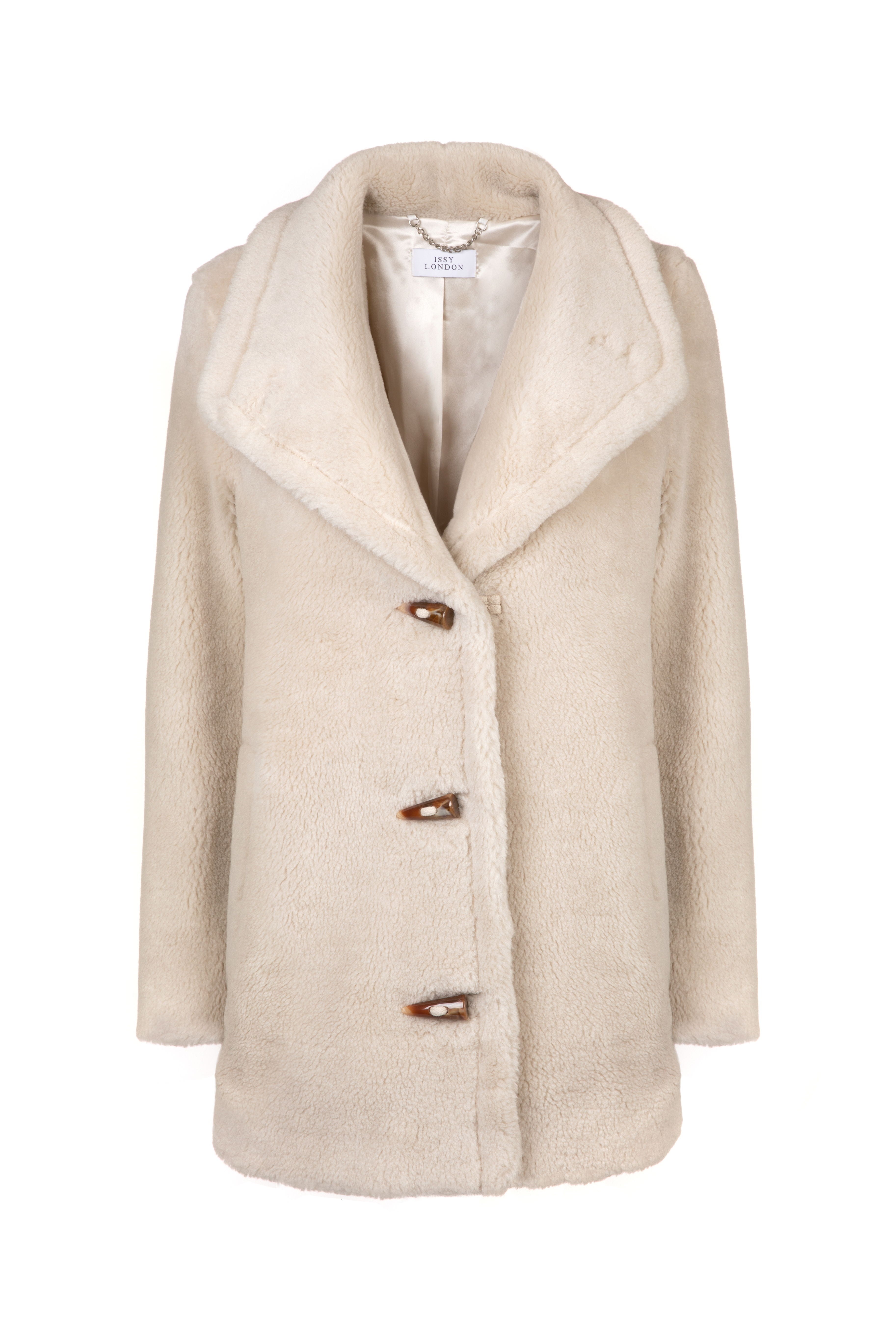 Women’s Neutrals / White Bea Borg Toggle Coat Natural Stone Small Issy London