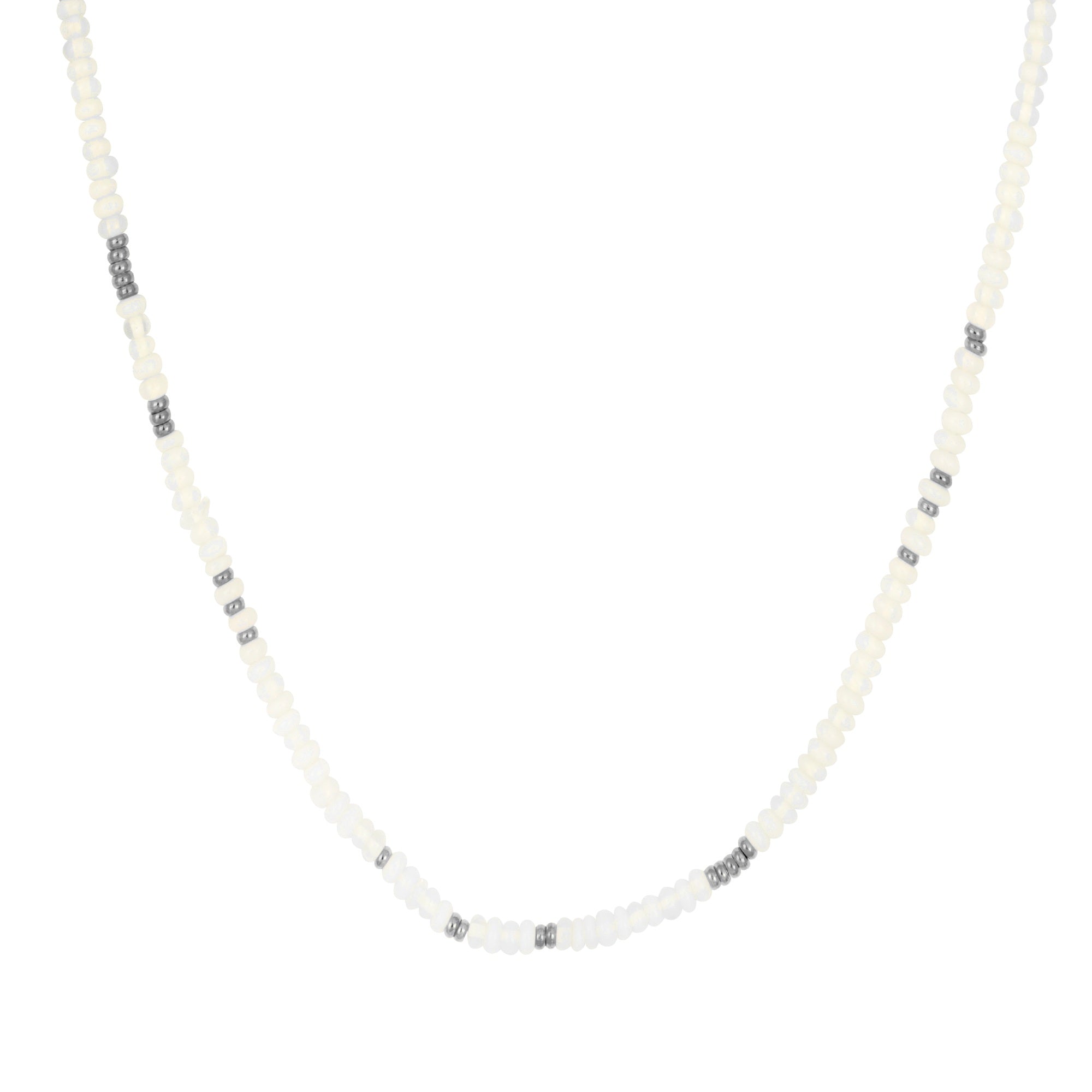 Gold Trip Women's White / Silver Moonstone Beaded Necklace In Silver