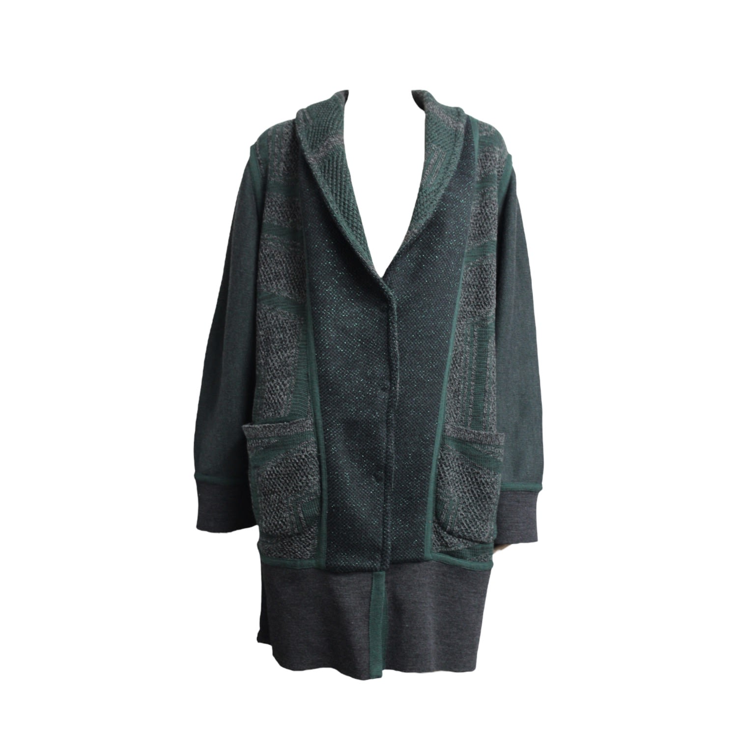 Maria Aristidou Men's Green Iason Patchwork Shawl Collar Reversible Engraving Cardigan In Green