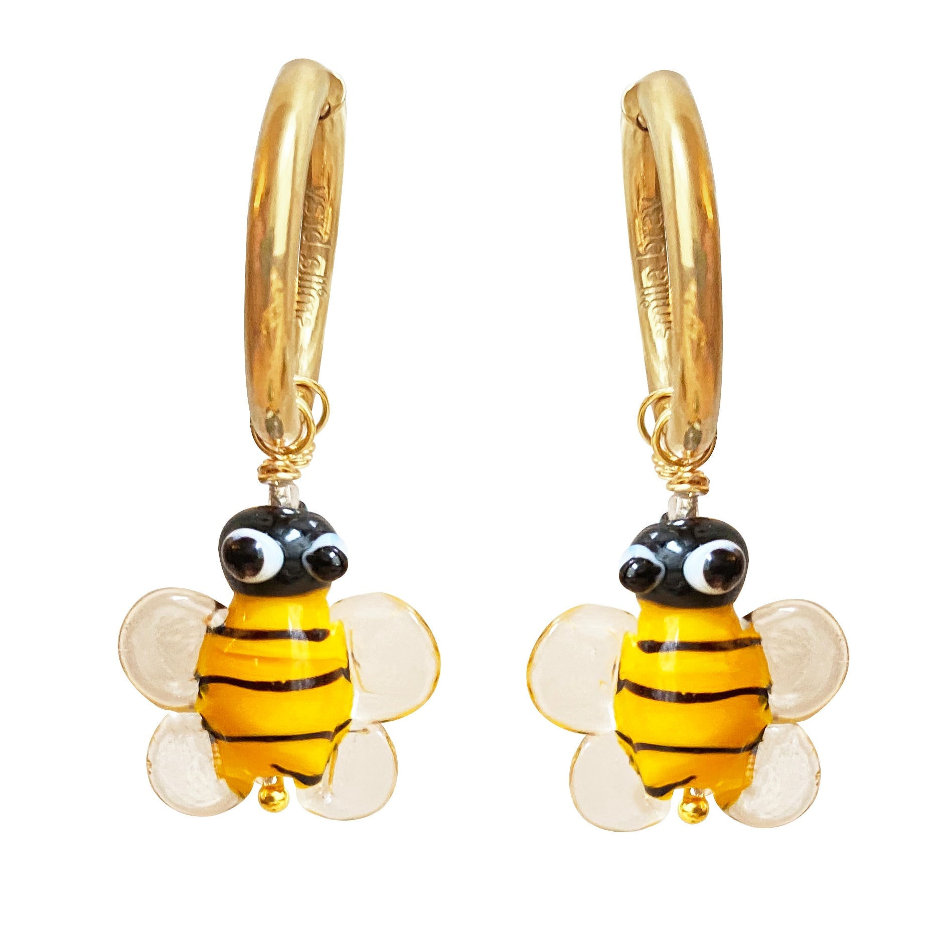 Smilla Brav Women's Gold / White / Yellow Pearl Hoop Earrings Bee