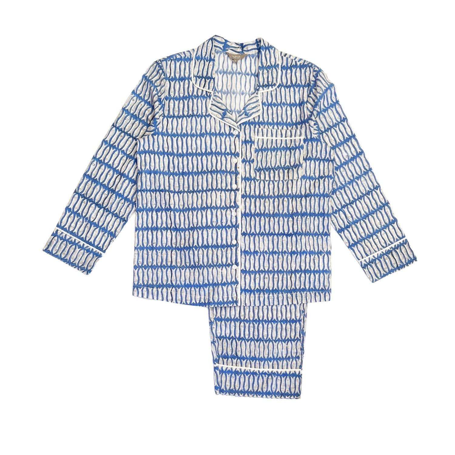 Lime Tree Design Women's Blue Fish Pyjamas