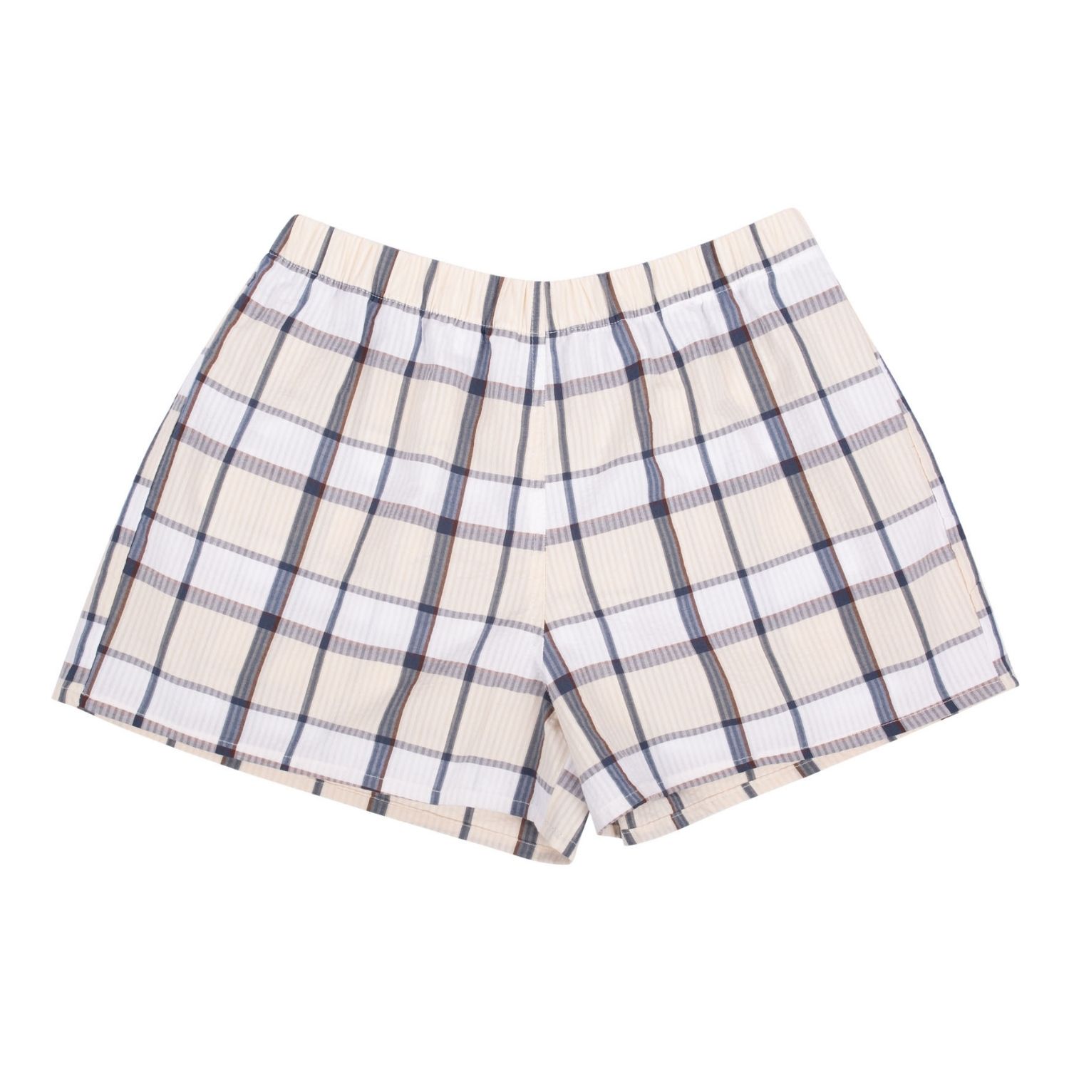 Le Colonel Women's Neutrals / White Beige Tiles Seersucker Pyjama Shorts In White