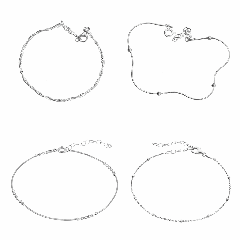 Women's Sterling Silver Beaded Bracelet Layering Set - Silver | Spero London