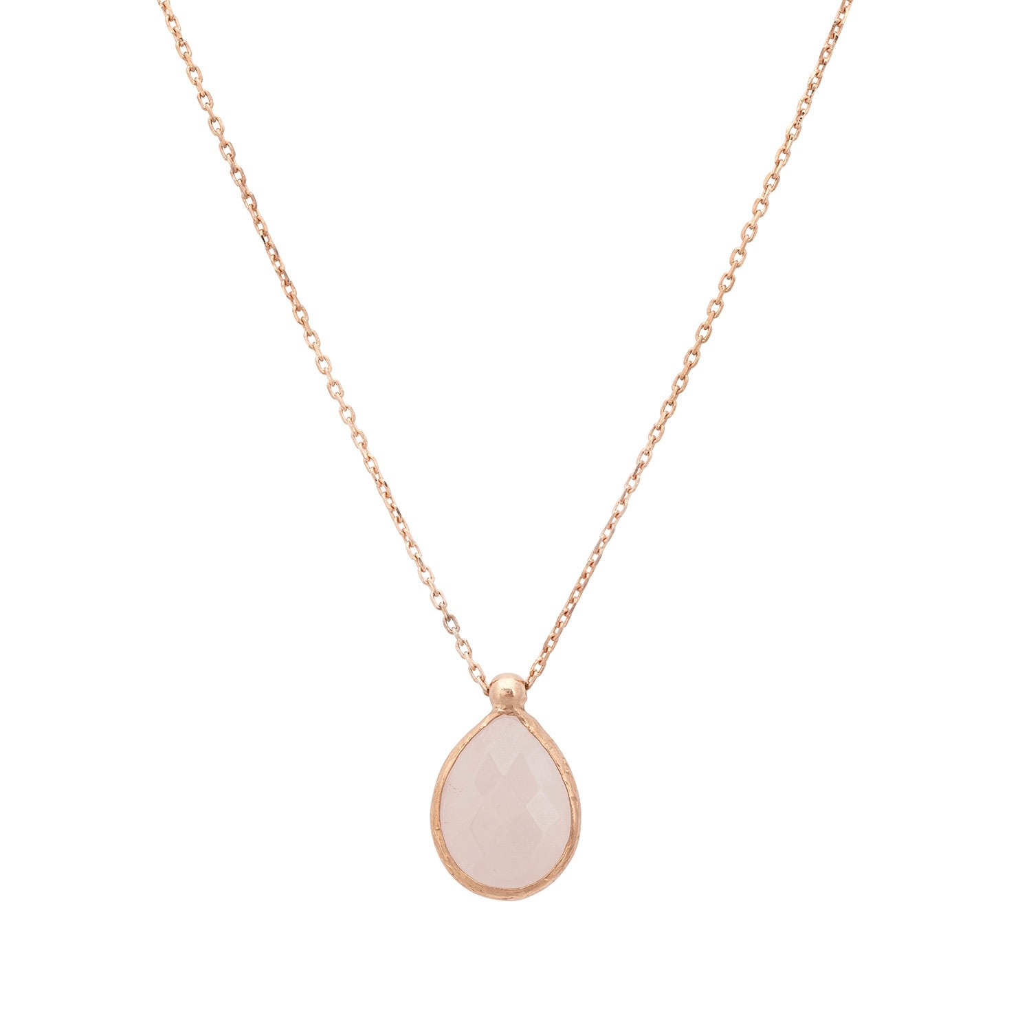 Latelita Women's Rose Gold / Pink Petite Drop Necklace Rosegold Rose Quartz In Pink