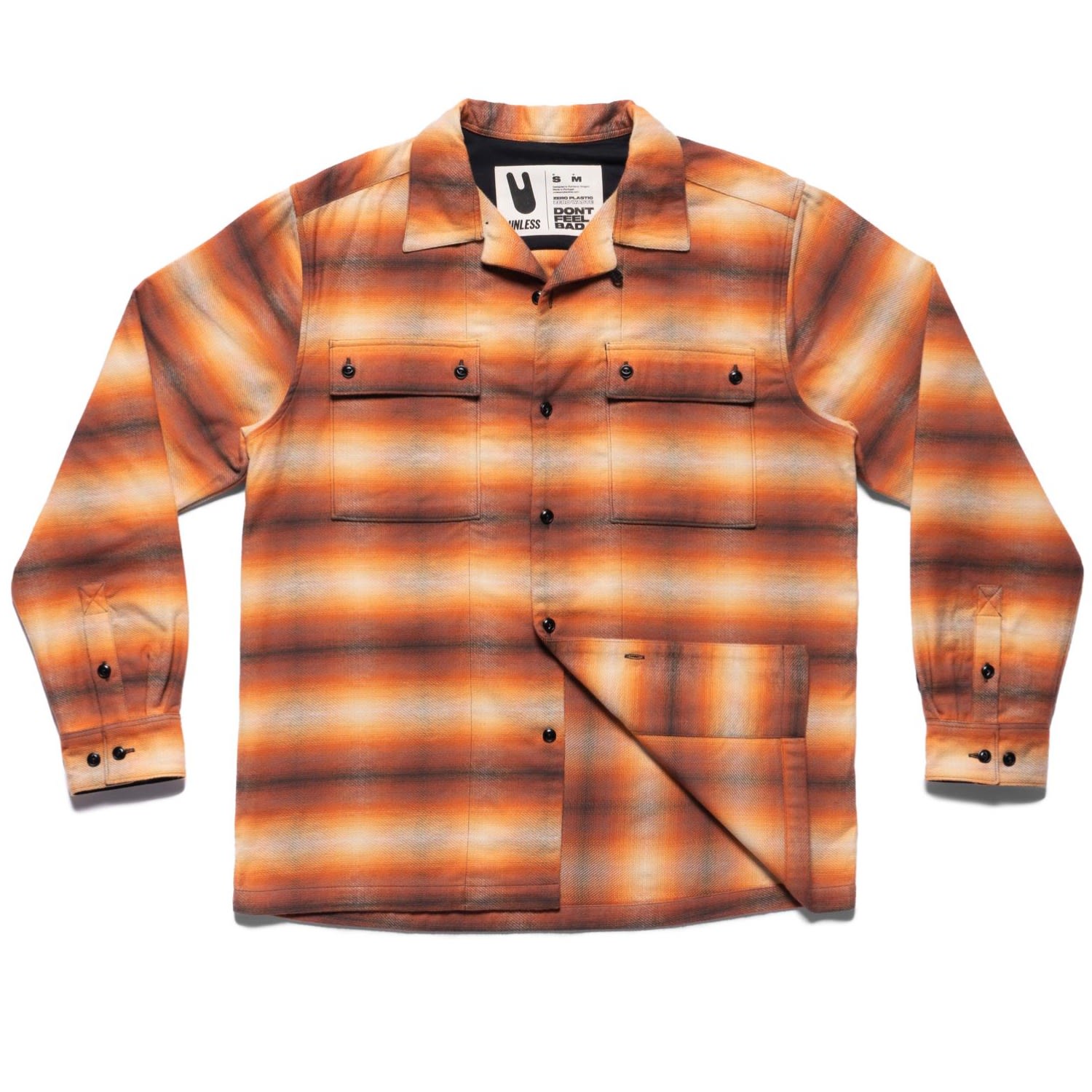 Unless Collective Men's Yellow / Orange Ombre Flannel Shirt - M - Orange In Yellow/orange