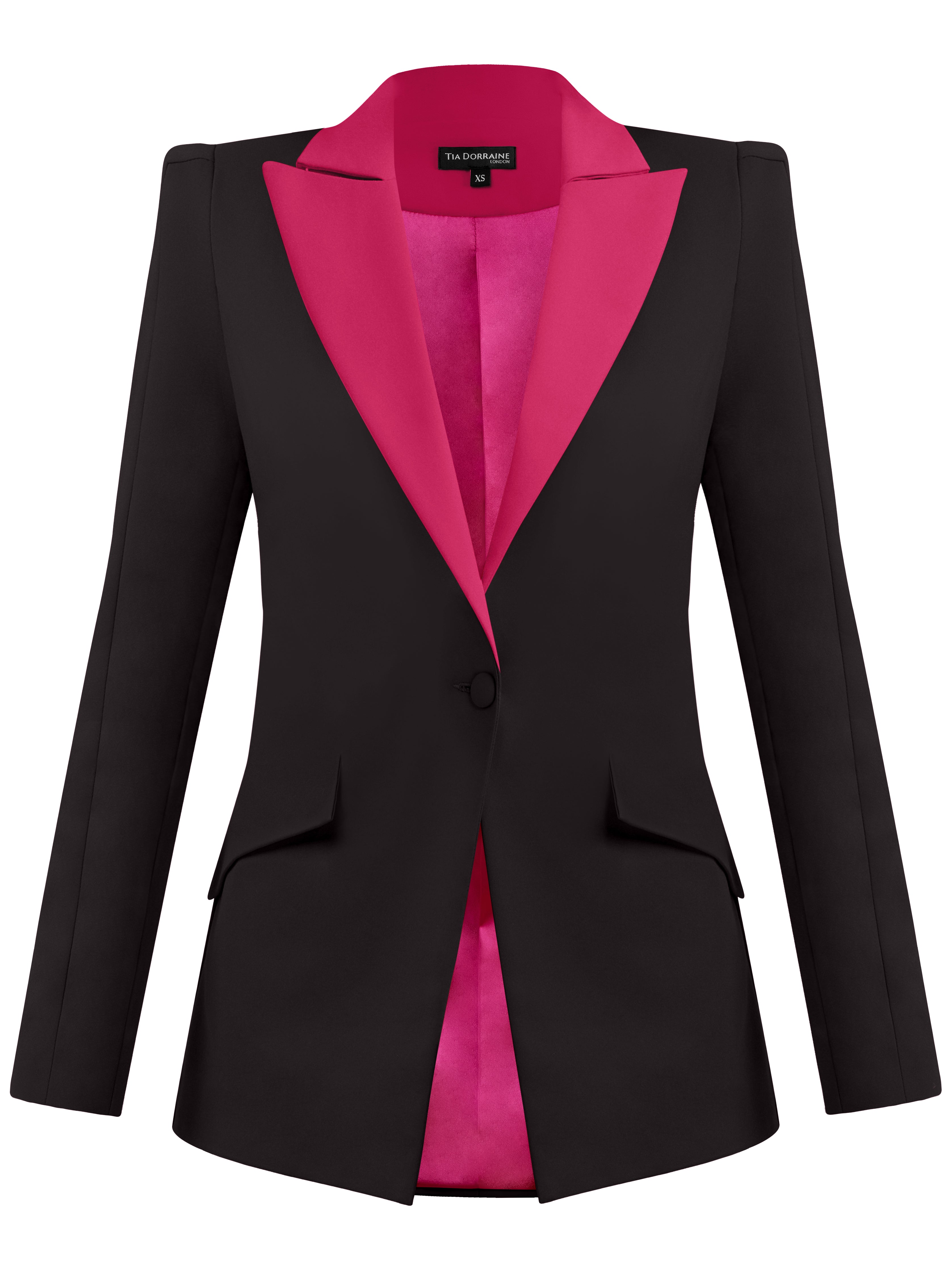 Women’s Black / Pink / Purple Illusion Classic Tailored Blazer - Black & Pink Large Tia Dorraine