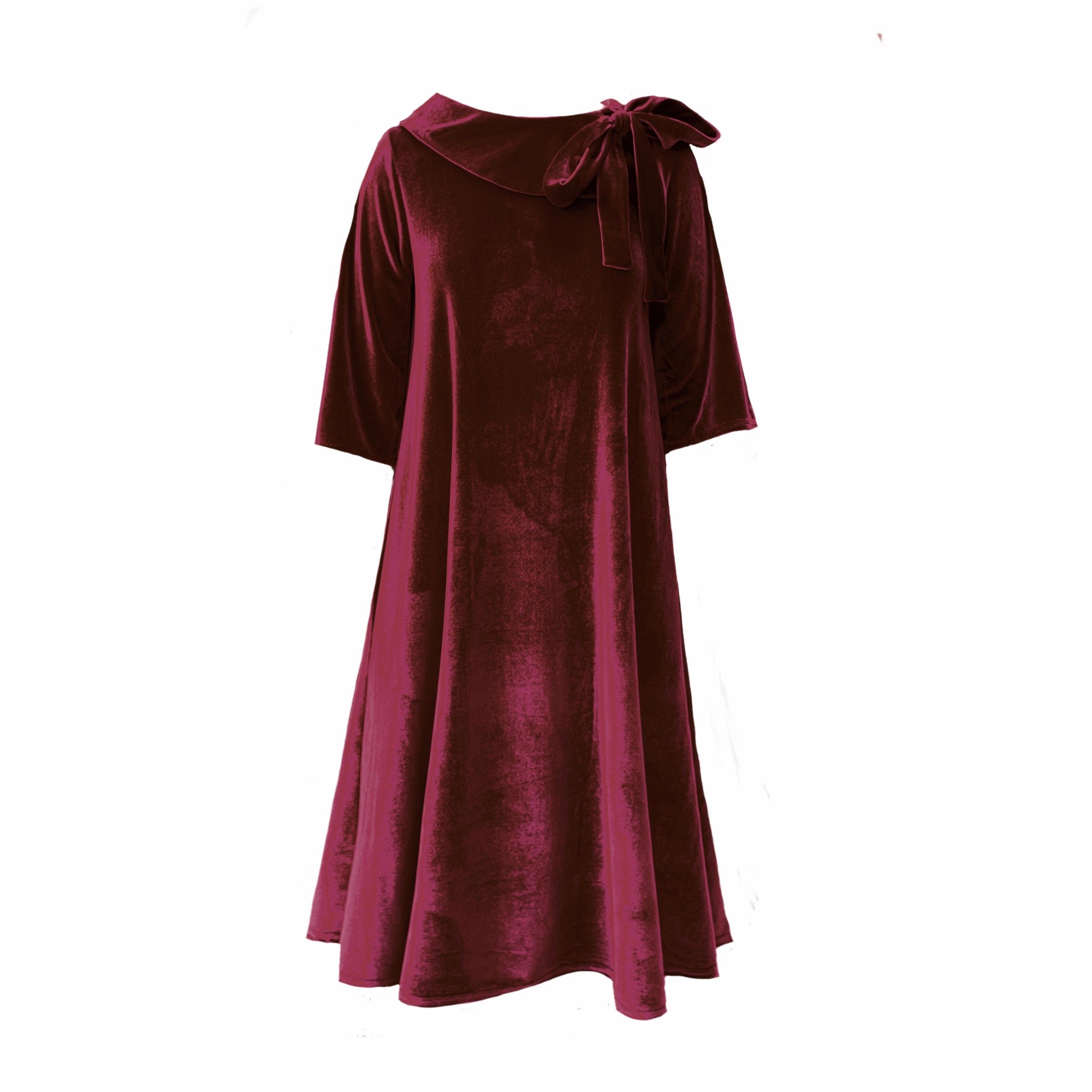 Women’s Red Madelaine Midi Dress In Wine Velour Medium Frock Tales