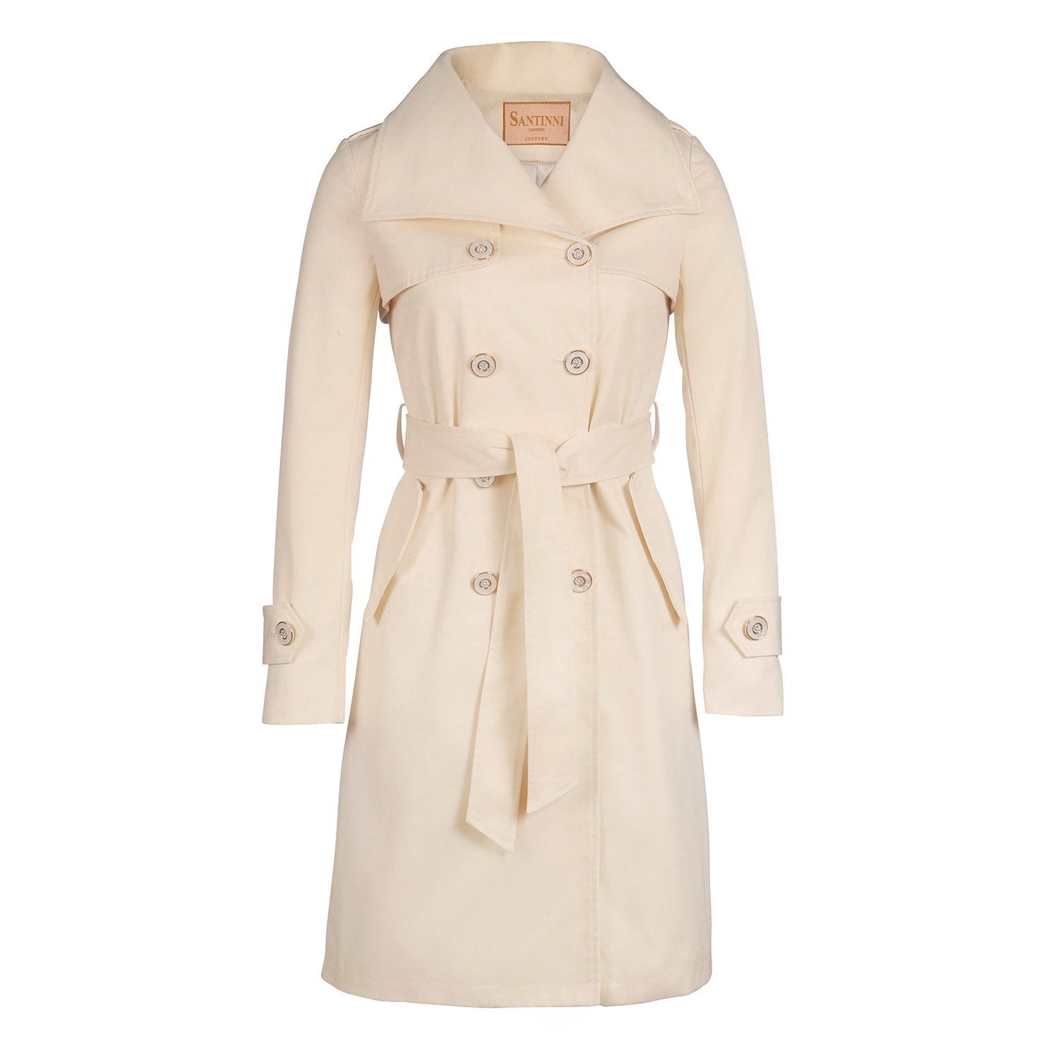 Women’s Neutrals ’Malena’ 100% Cotton Trench In Crema Small Santinni