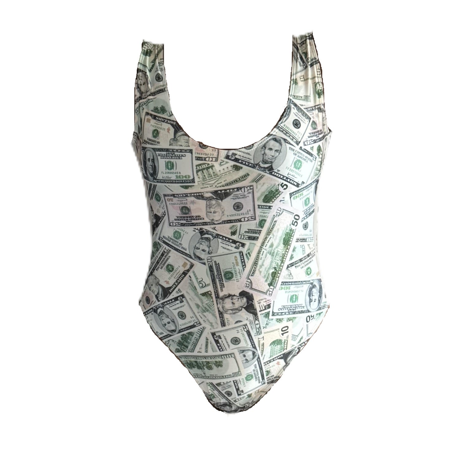 Brasini Swimwear Women's Green Laguna High Cut One Piece Swimsuit With Mesh Sides - Dinero Print In Green