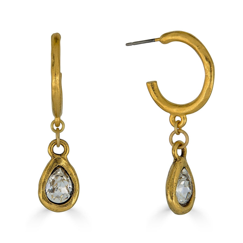 Loni Paul Jewelry Women's Gold Teardrop Crystal Hoop Earrings In Gold
