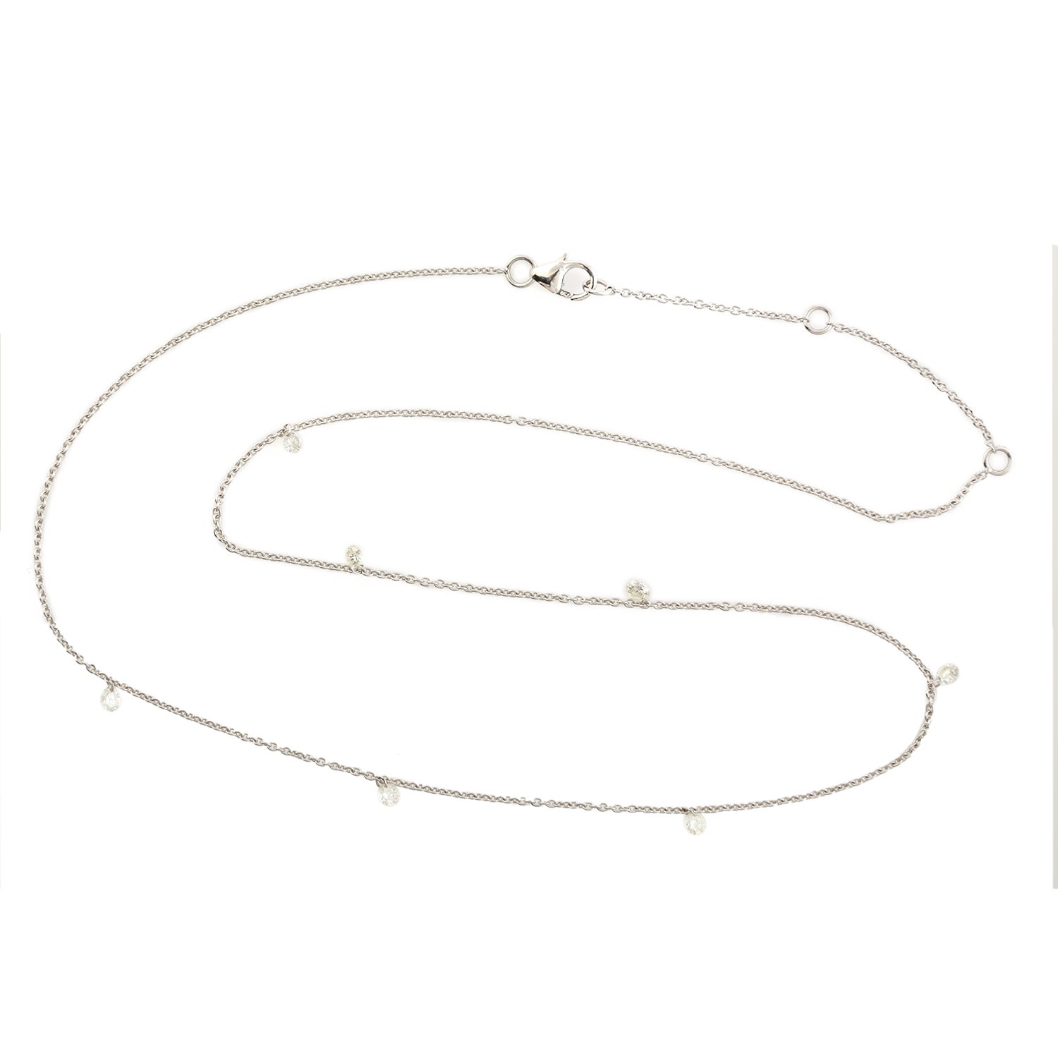 Artisan Women's Classic Princess Necklace With Diamonds In White Gold In Metallic