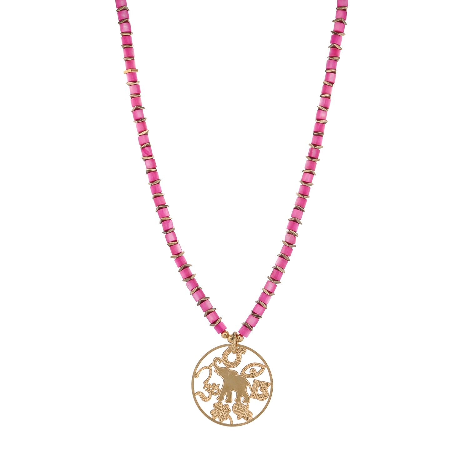 Ebru Jewelry Women's Gold / Pink Spiritual Harmony Pink Pearl Elephant Necklace - Pink In Pink