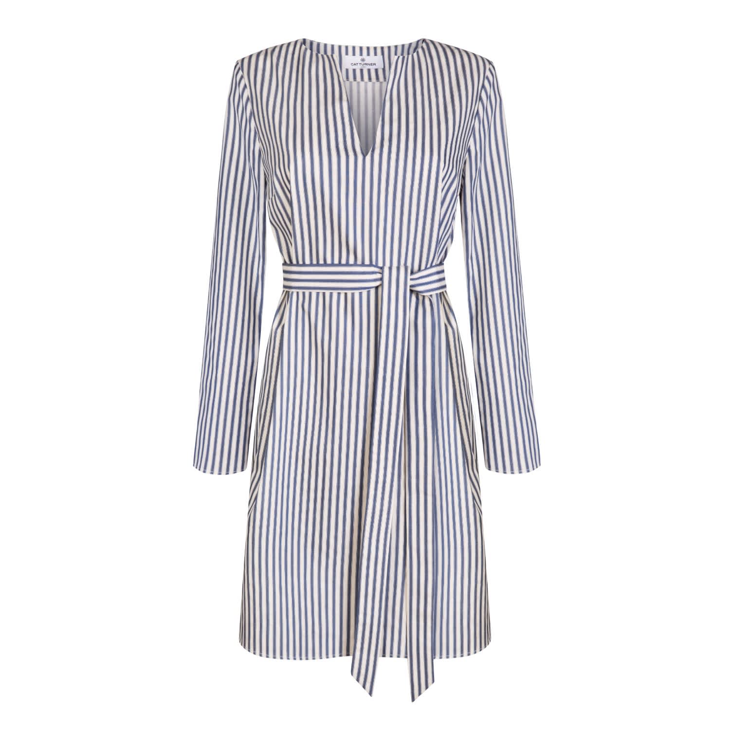 blue and white kaftan dress