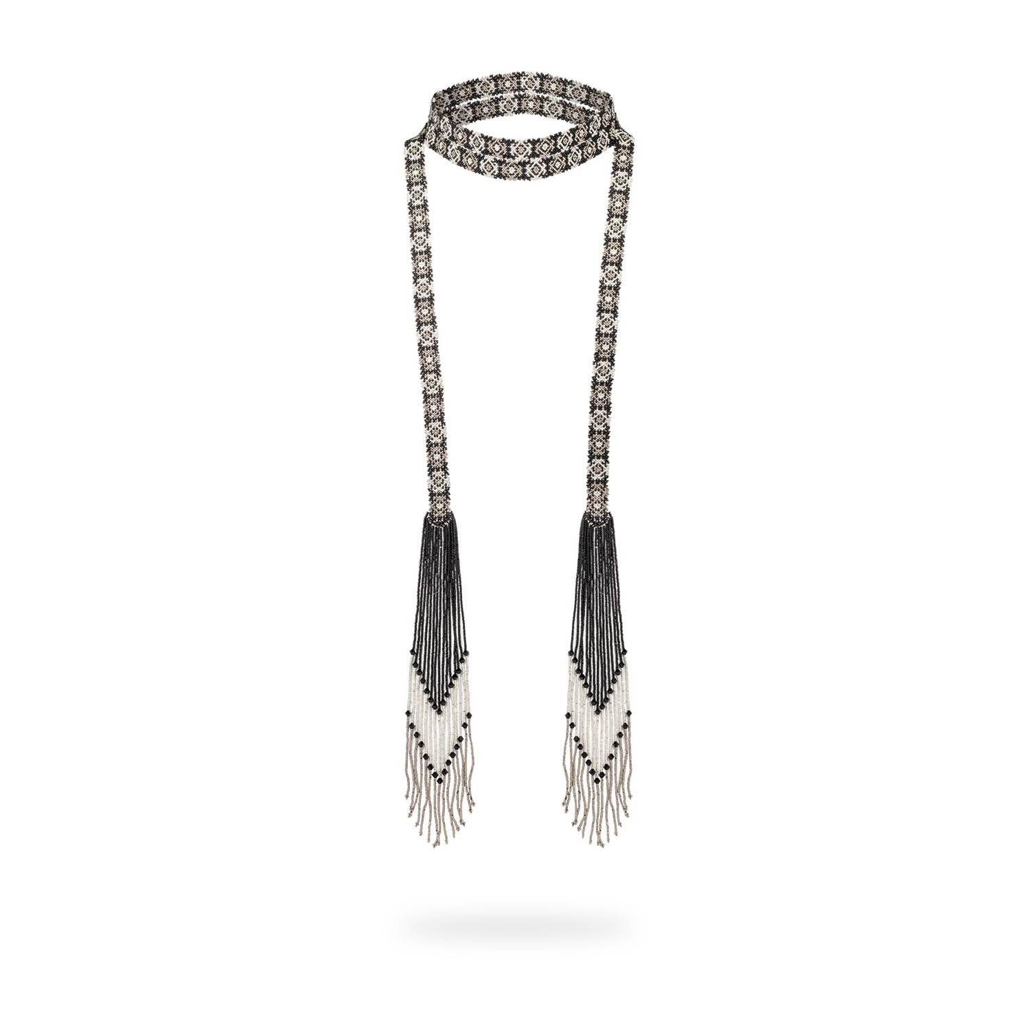 Kuu Women's Cintilla - Long Necklace - Black Crystal, Platinum, Silver In Gray