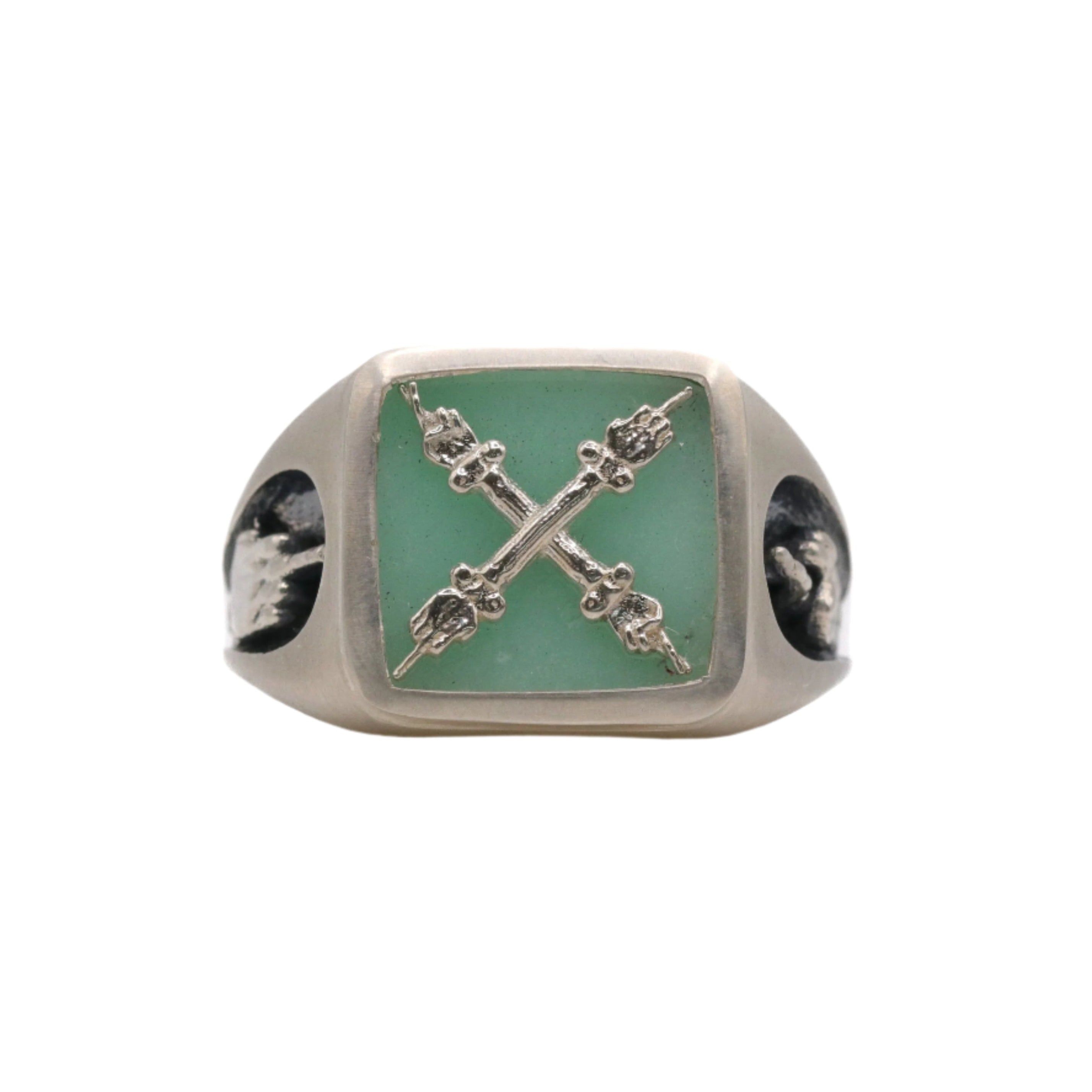 Après Youth Women's Green / Silver Introvert Signet Ring Crysoprase