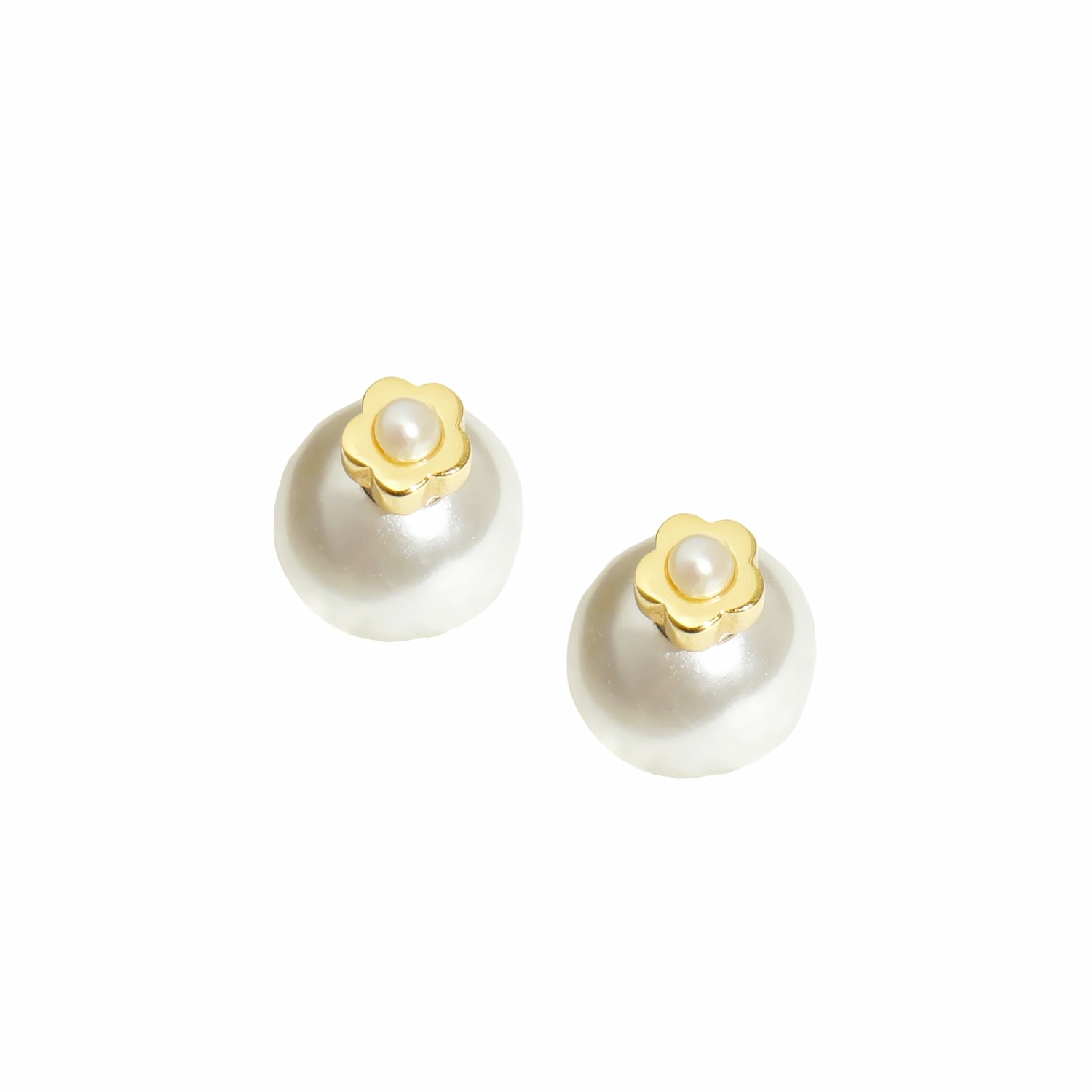I'mmany London Women's Flower Power Gold Vermeil And Freshwater Pearl Stud Earrings In Gold
