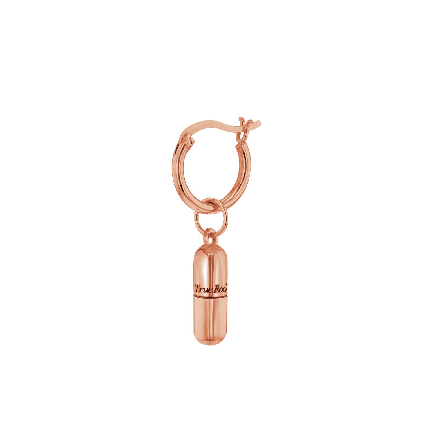 True Rocks Women's 18kt Rose Gold Plated Mini Pill Charm On Rose Gold Hoop In Gold