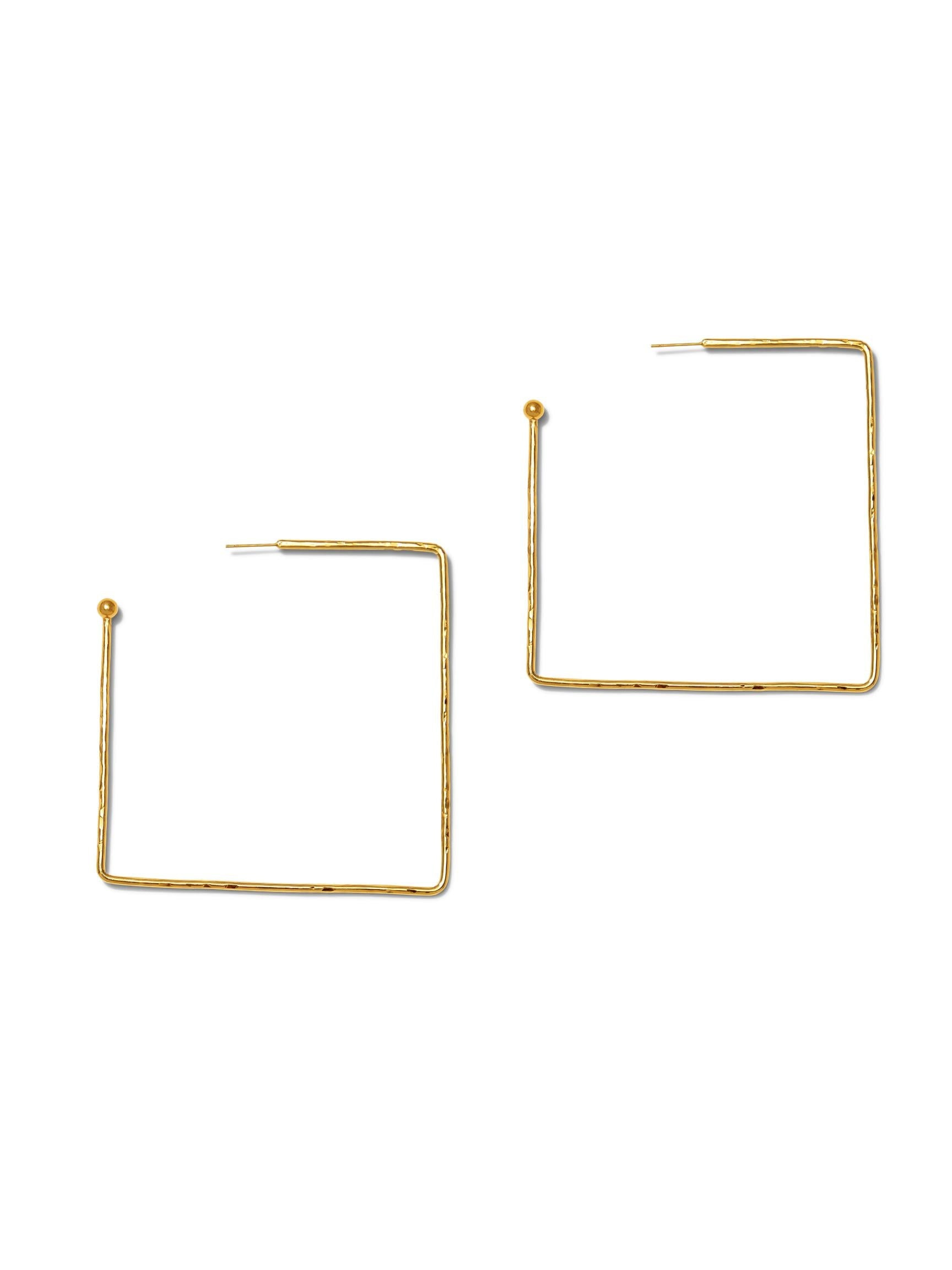 Jaredjamin Women's Large Gold Squaretastic Hoop Post Earrings