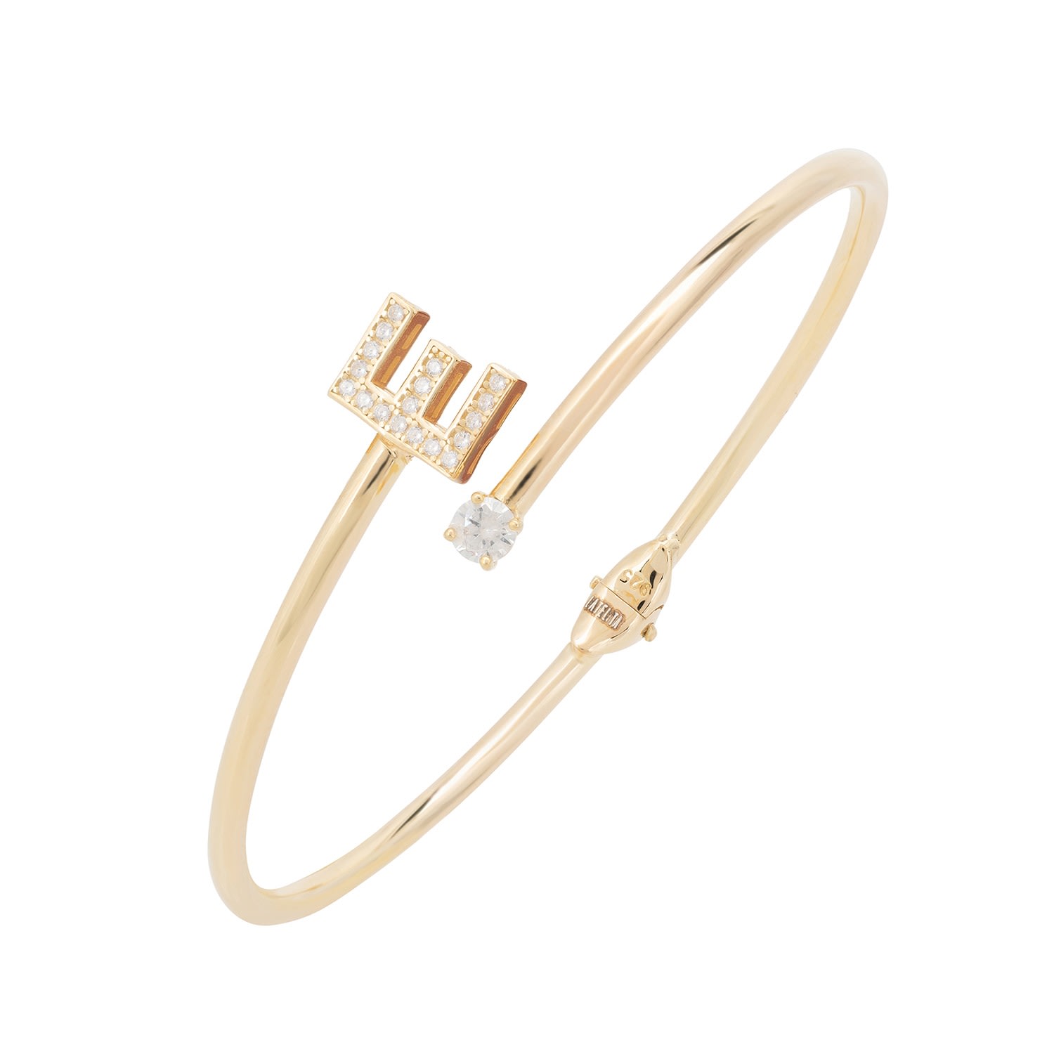 Women’s Gold / White Initial Bangle Gold E Latelita