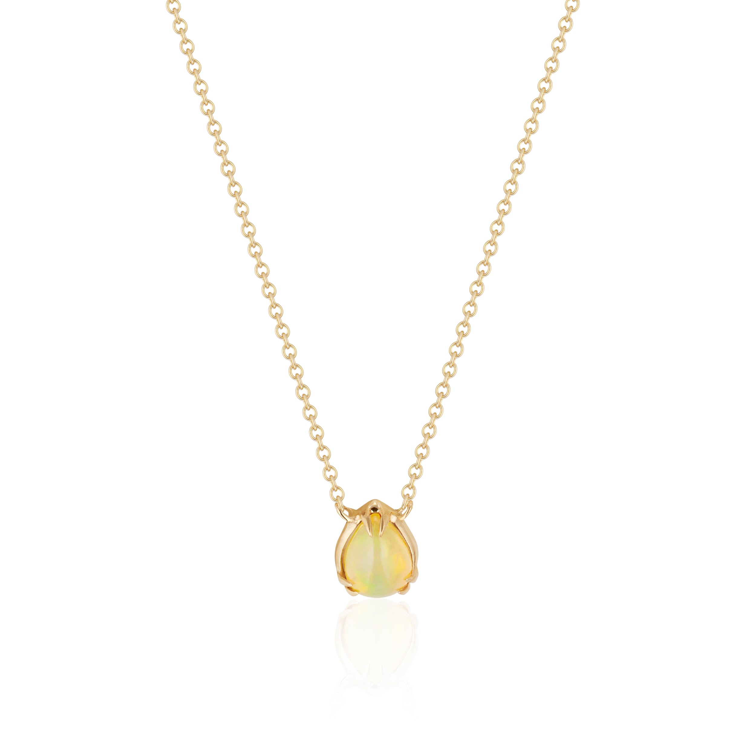 Women’s Opal Solitaire Necklace In 18K Yellow Gold Hannah Allene