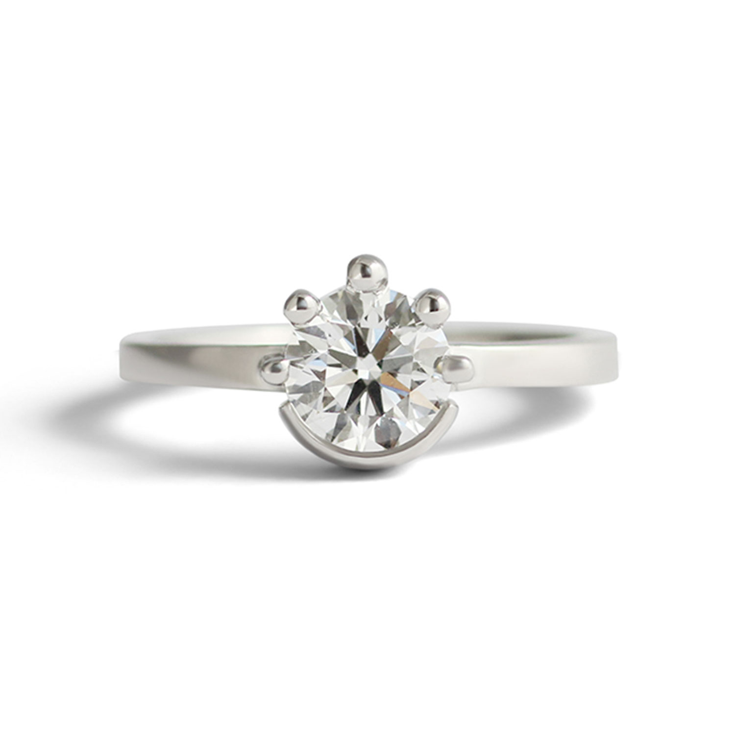 Women’s White / Silver Miro Ring / Lab Round Diamond Goldpoint Jewelry