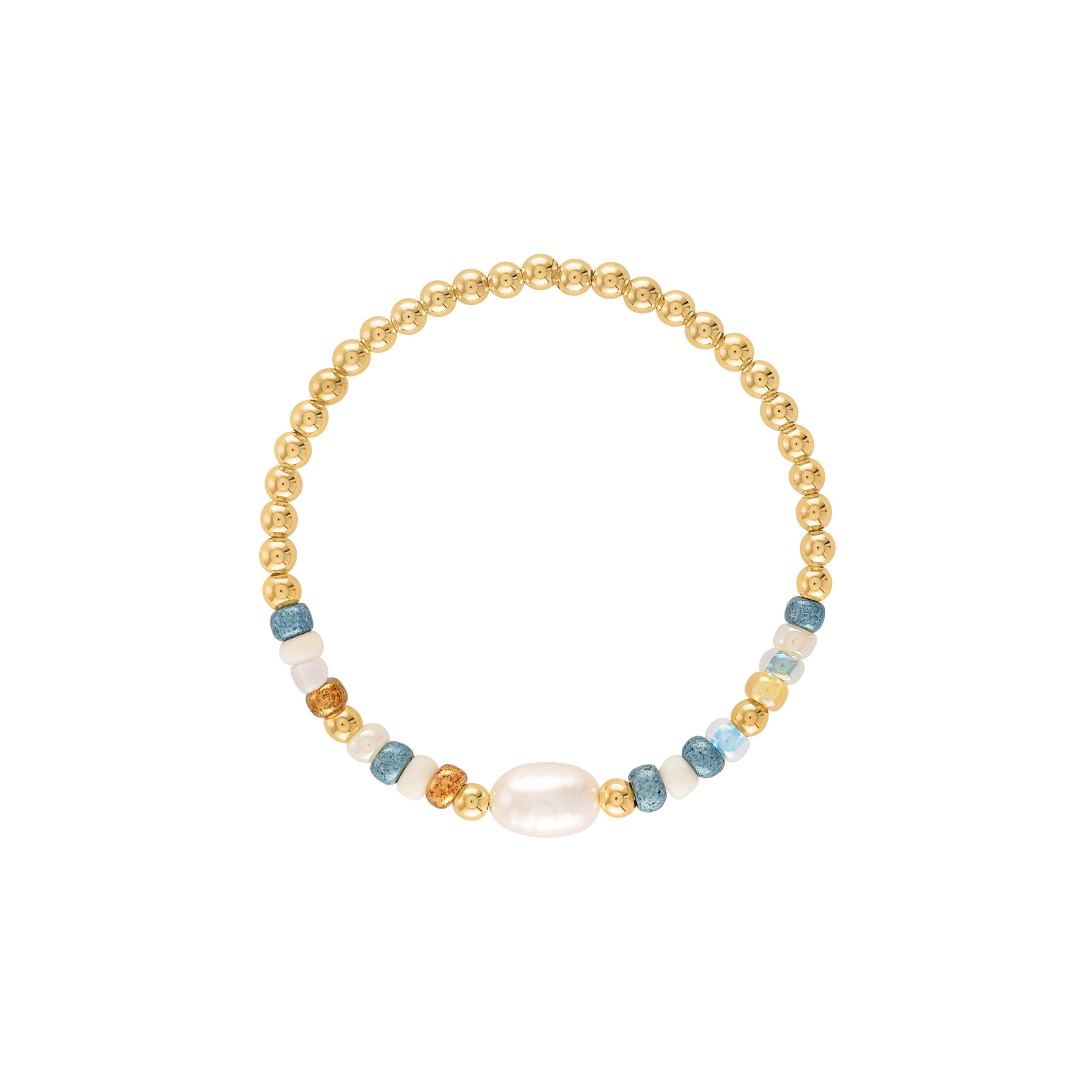 Women’s Blue Shimmer Bead Pearl Bracelet Olivia Le