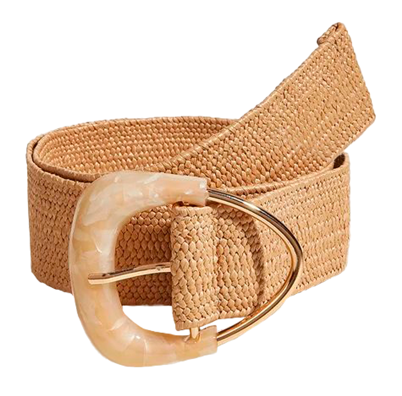 Gold Square Buckle Coated Straw Statement Belt Square Buckle Straw Belt in Multiple Colors – Modern Millie main image 3