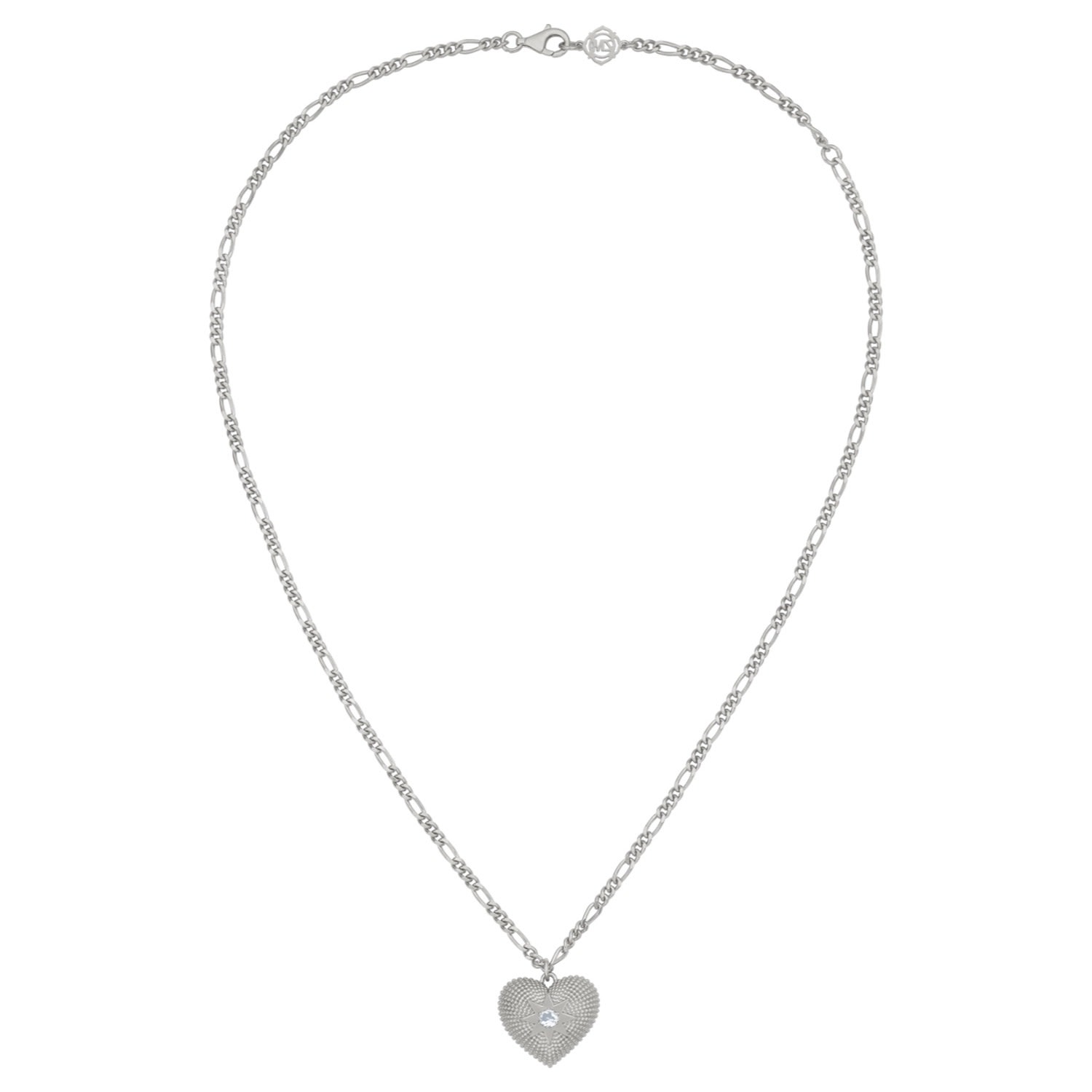 Zoe And Morgan Women's Silver Brave Heart Necklace Aquamarine In Metallic