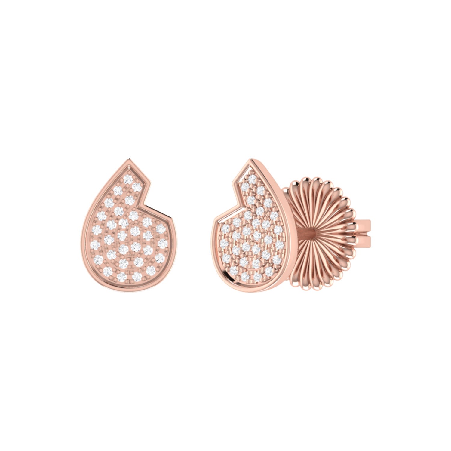 Lmj Women's White / Rose Gold Street Cycle Stud Earrings In 14 Kt Rose Gold Vermeil On Sterling Silver In Multi