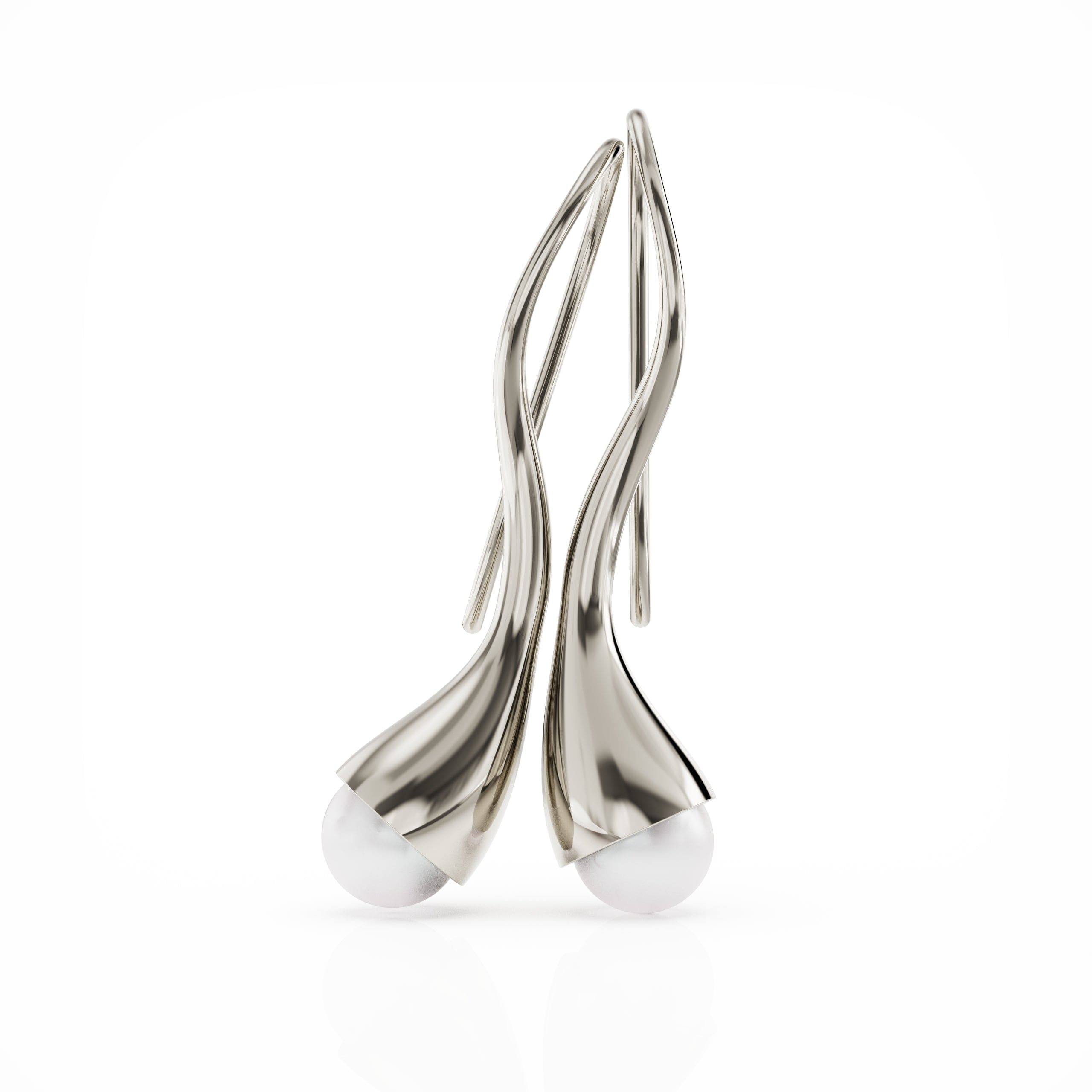 Linda Fiore Women's Bella Solid Silver Earrings With Large Freshwater Pearls In Silver