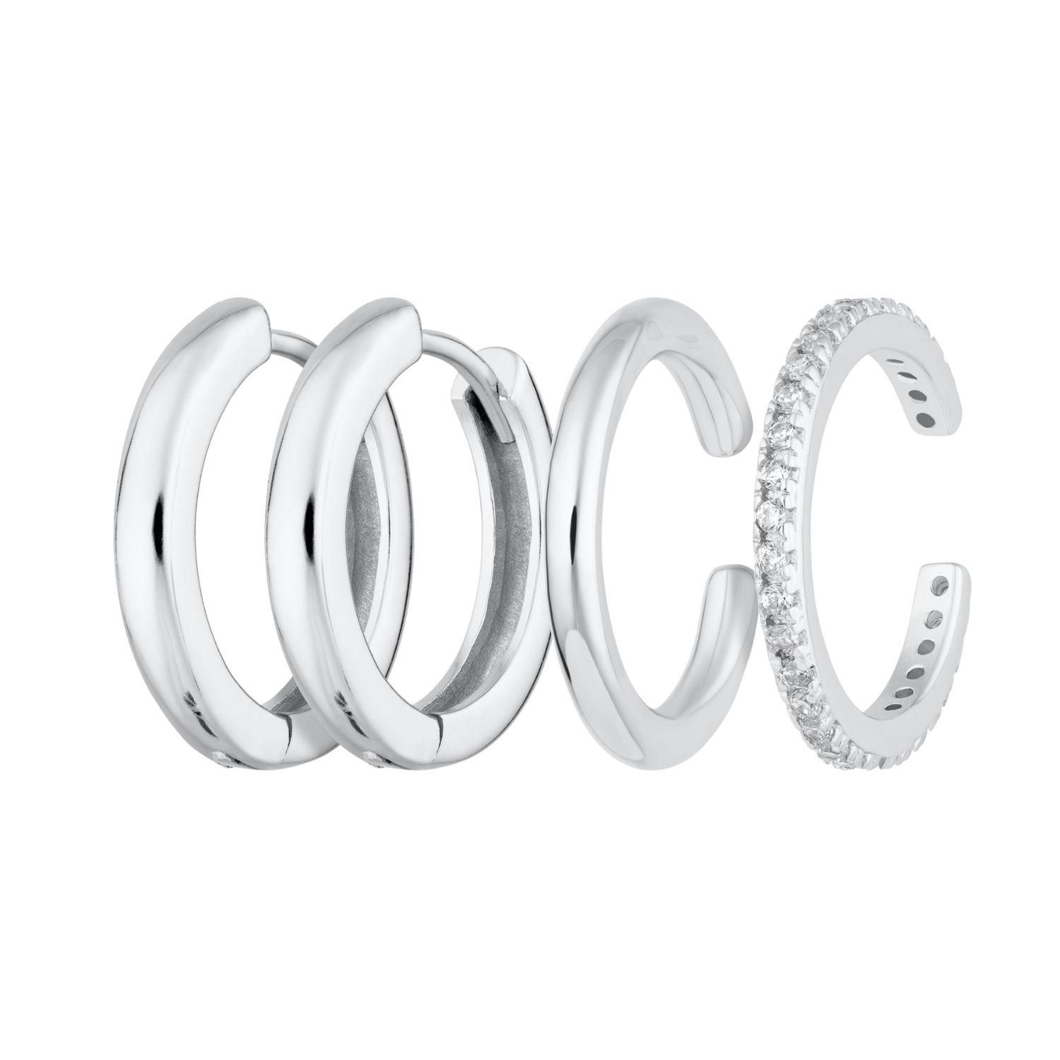 Scream Pretty Women's Silver Everyday Earring Stacking Set With Ear Cuffs