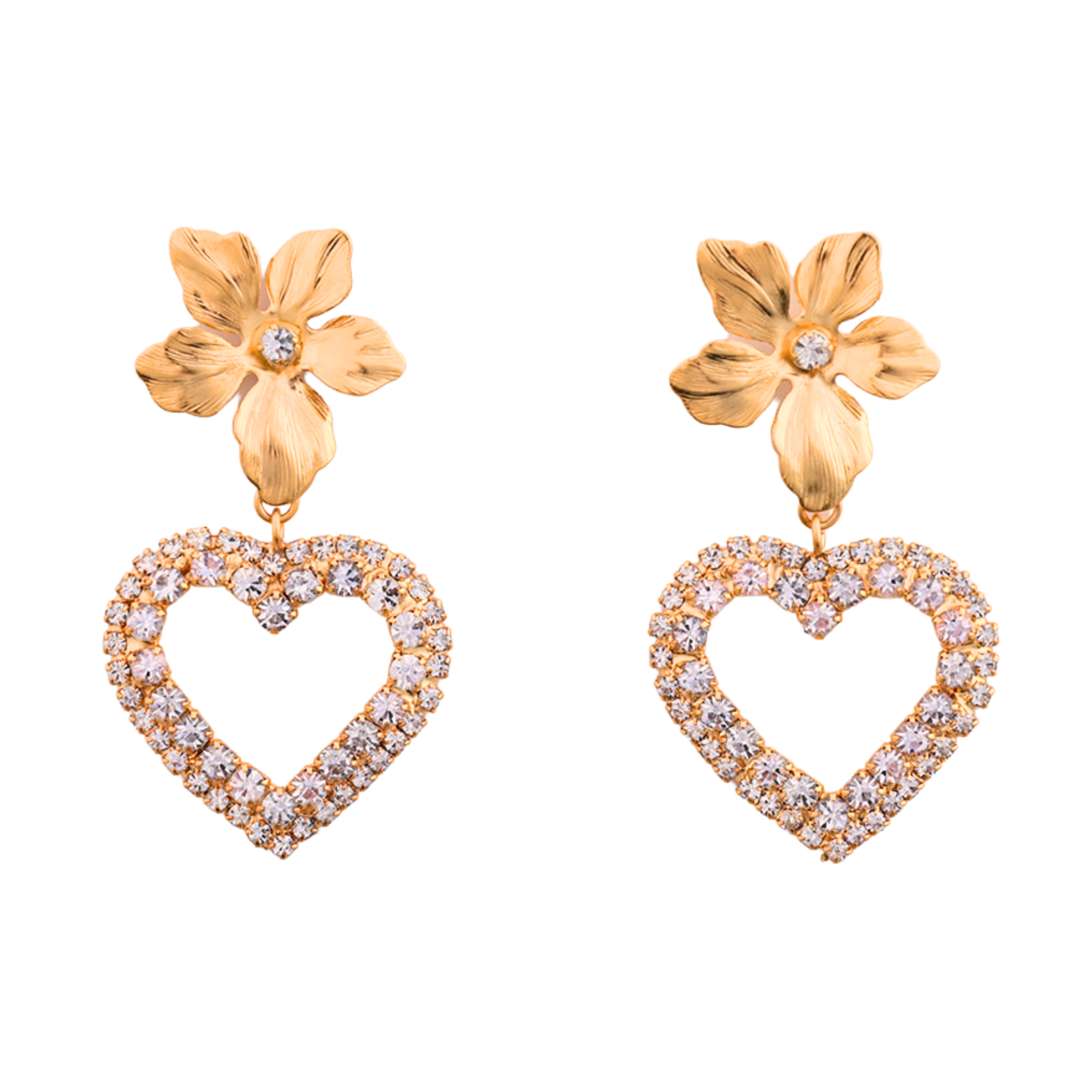 Women’s Gold The Pink Reef Glam Heart Earrings