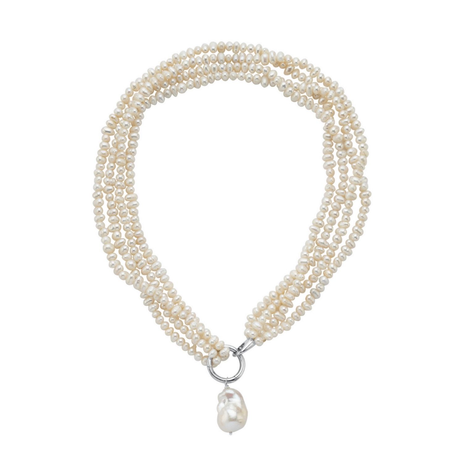Linya Jewellery Women's Silver Lara Multi Sand Pearl Necklace