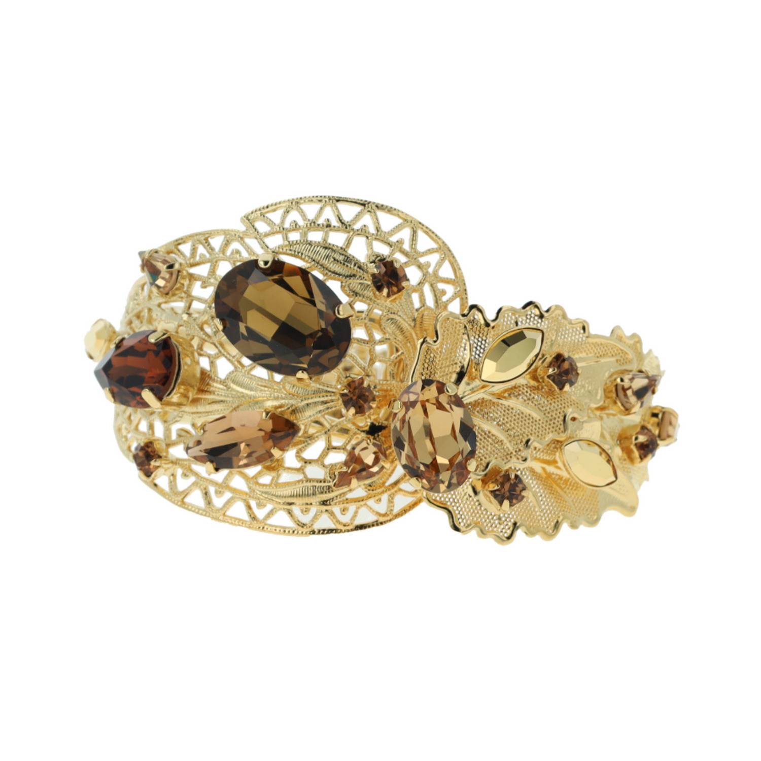 Women's Brown / Gold Topaz Leaf Cuff | Otazu