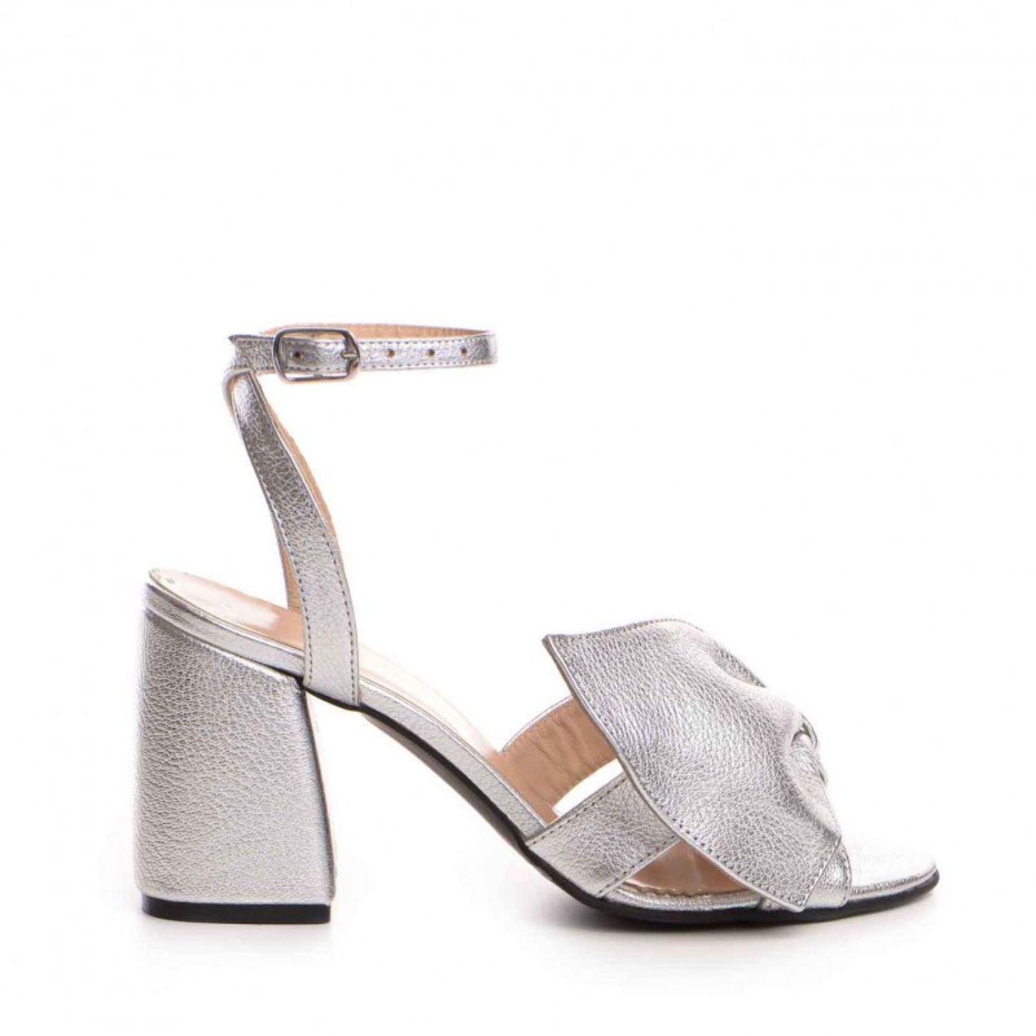The 5th Element Women's Paola Block-heel Sandals In Silver Leather In Silver