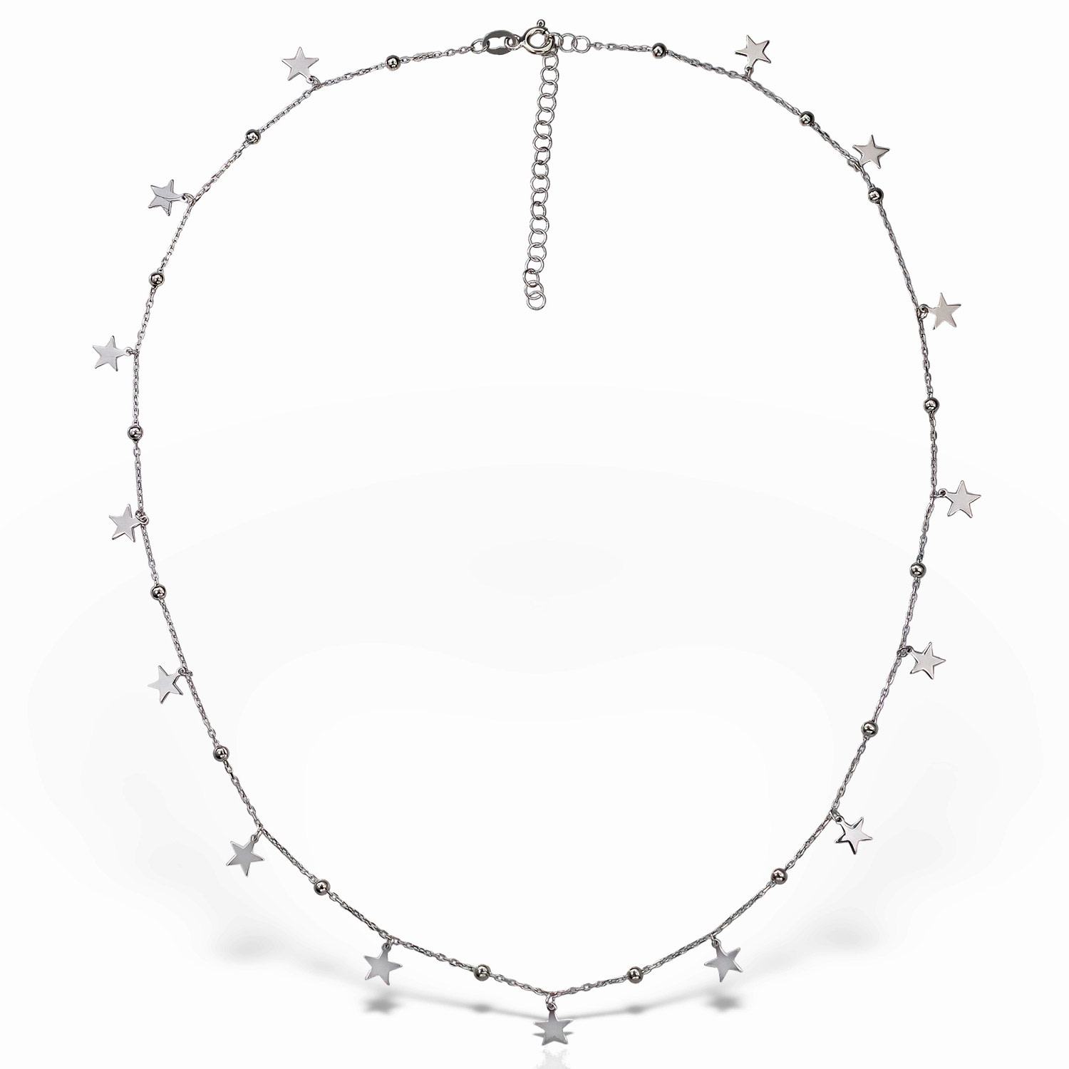 Obsidian Women's Grey / Silver One By One Stars Charm Choker, Sterling Silver In Gray