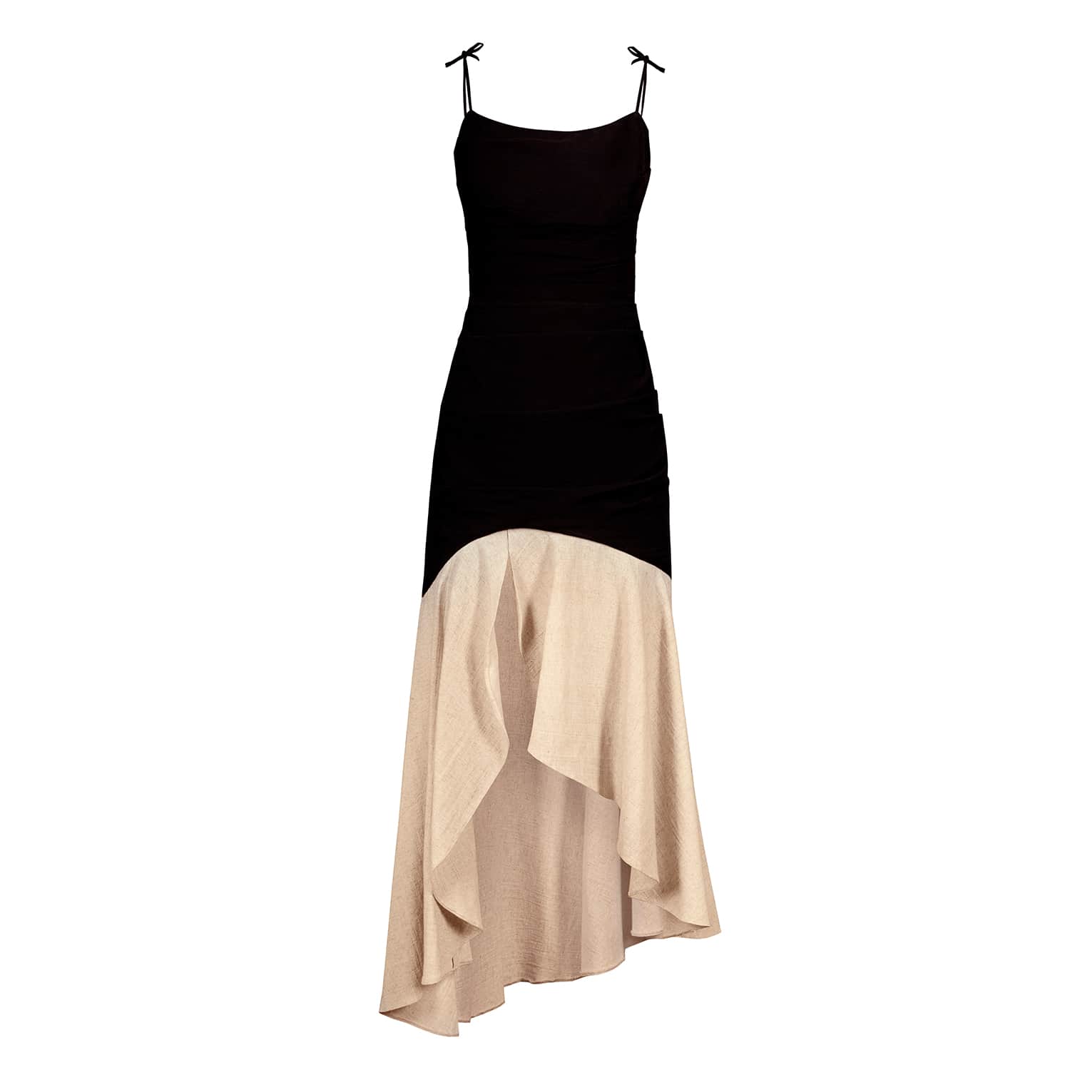 tan and black dress Beige boots and black dress ootd