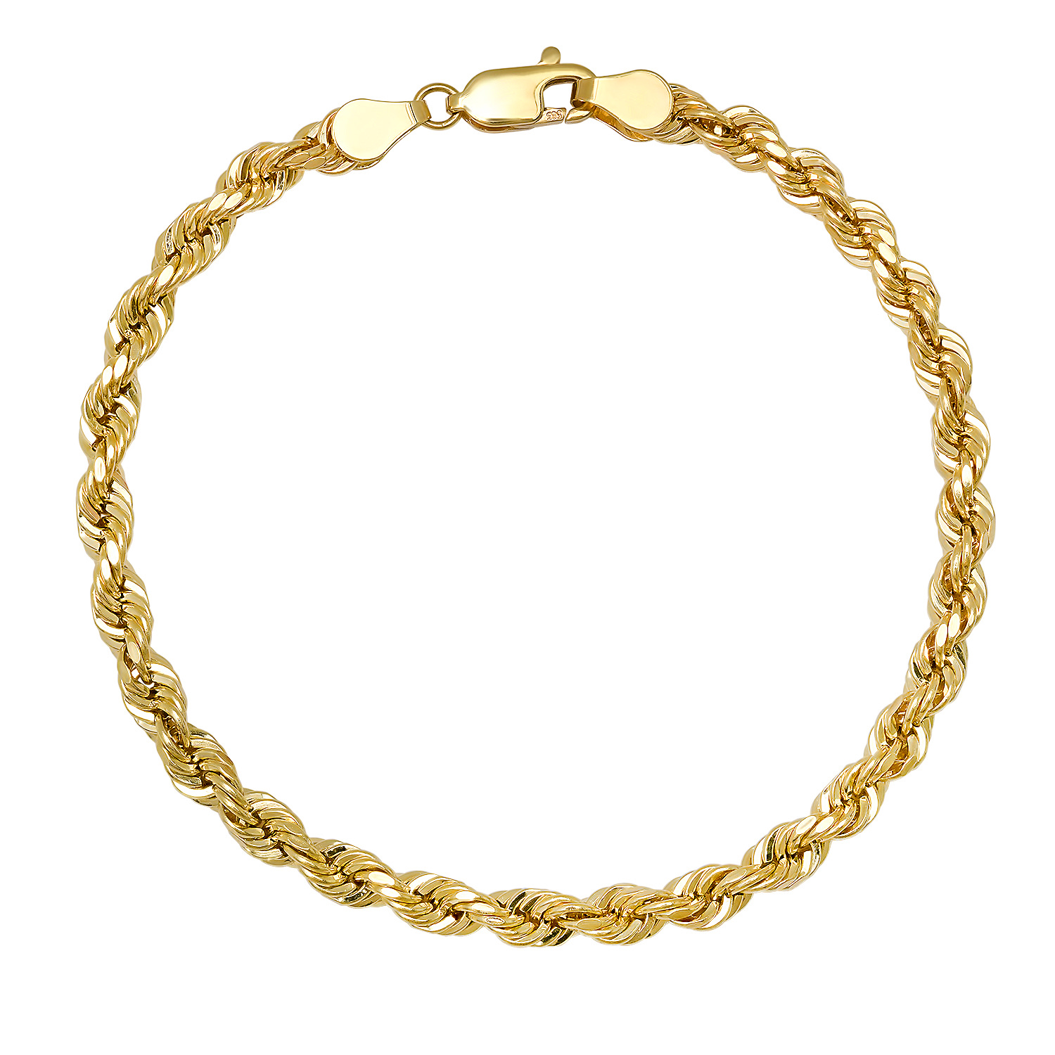 Kylie Harper Mens 8.5" 14k Italian Gold Thick 4.5mm Diamond-cut Rope Chain Bracelet