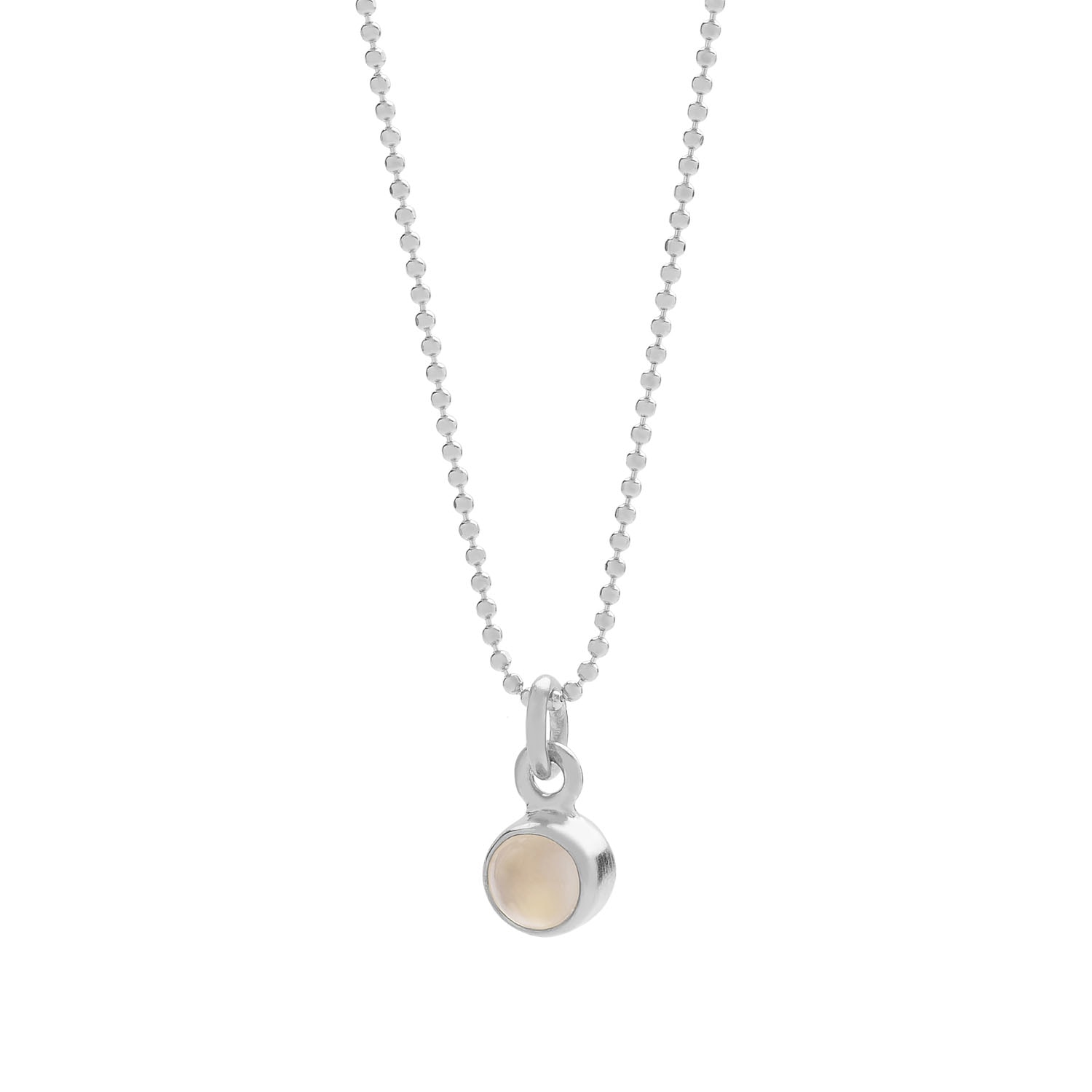 Nellou Jewellery Women's Neutrals Gem Dot Birthstone Necklace June Moonstone Sterling Silver In Gray