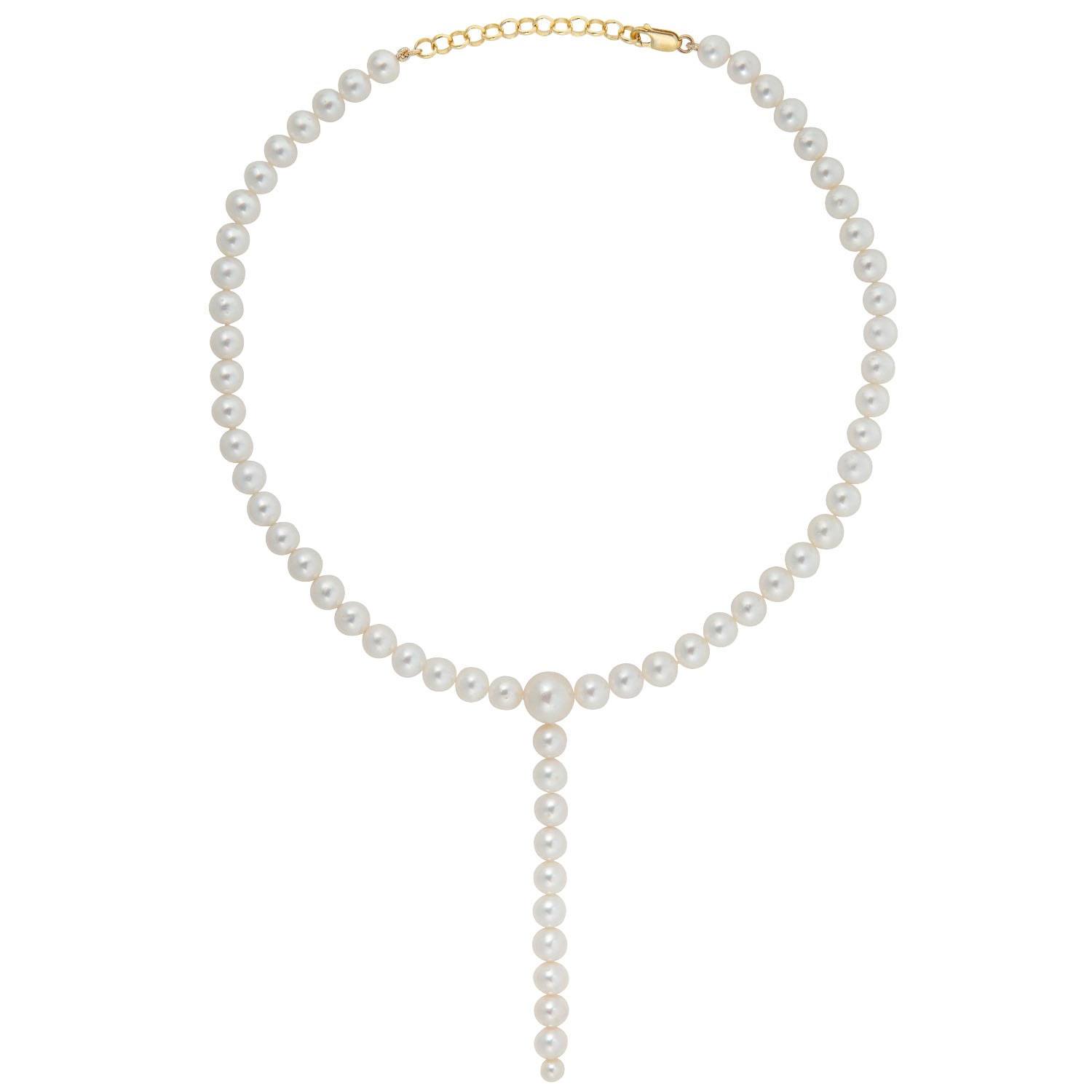 Ora Pearls Women's Gold / White Pluvia Round Pearl Necklace - Long In Multi