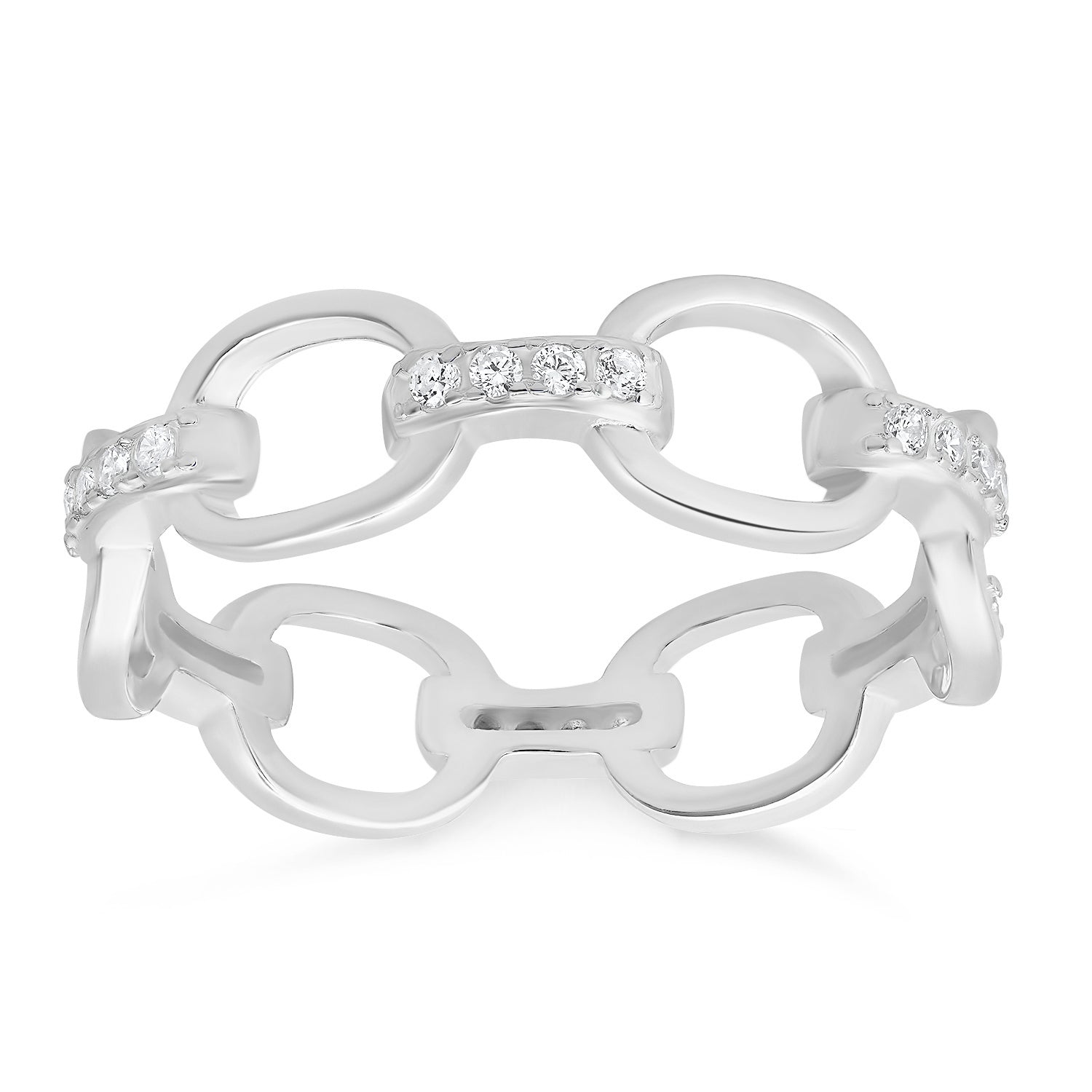 Kylie Harper Women's Diamond Cz Paper Clip Band Ring In Sterling Silver