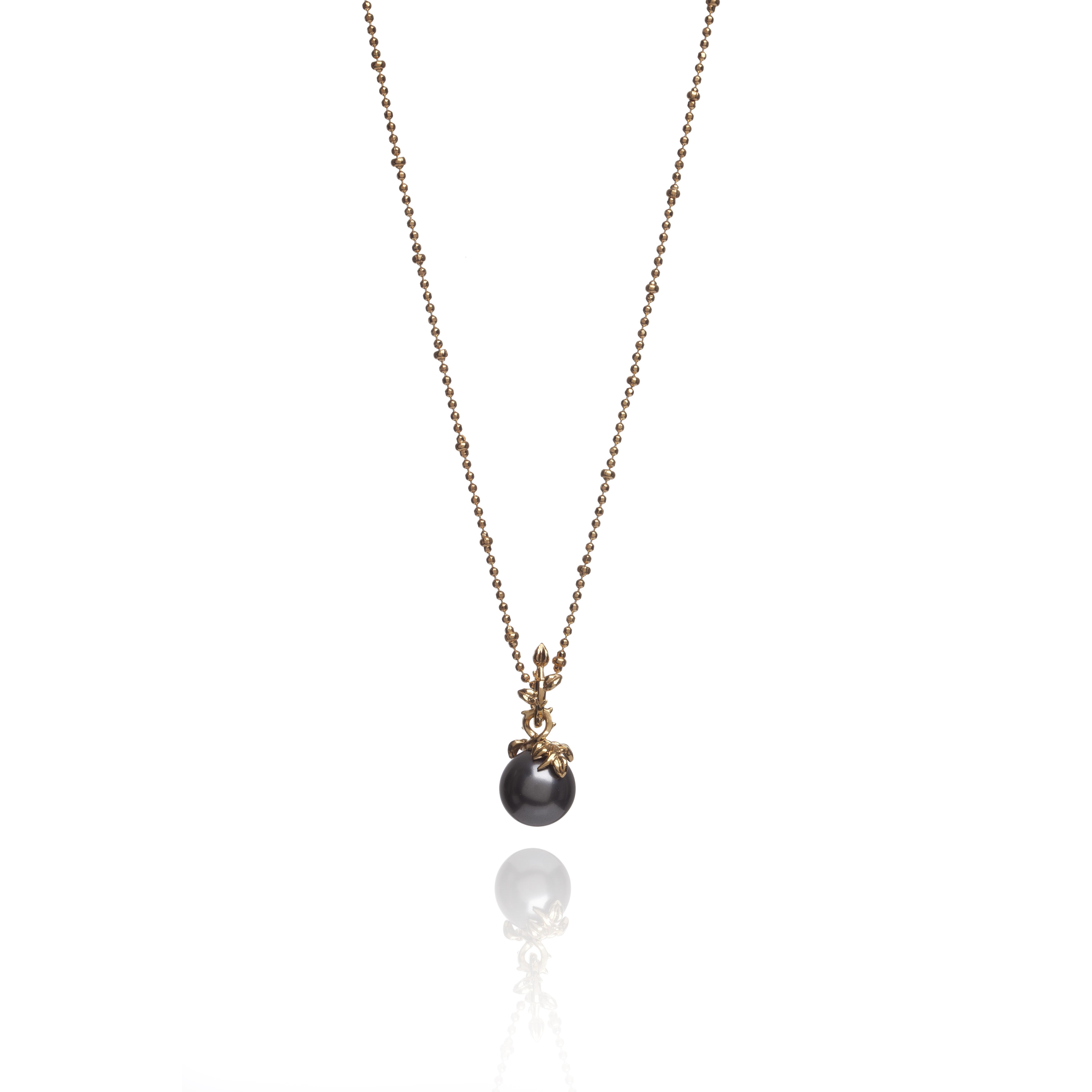 Women’s Gold Dark Pearl Pendant Kasun